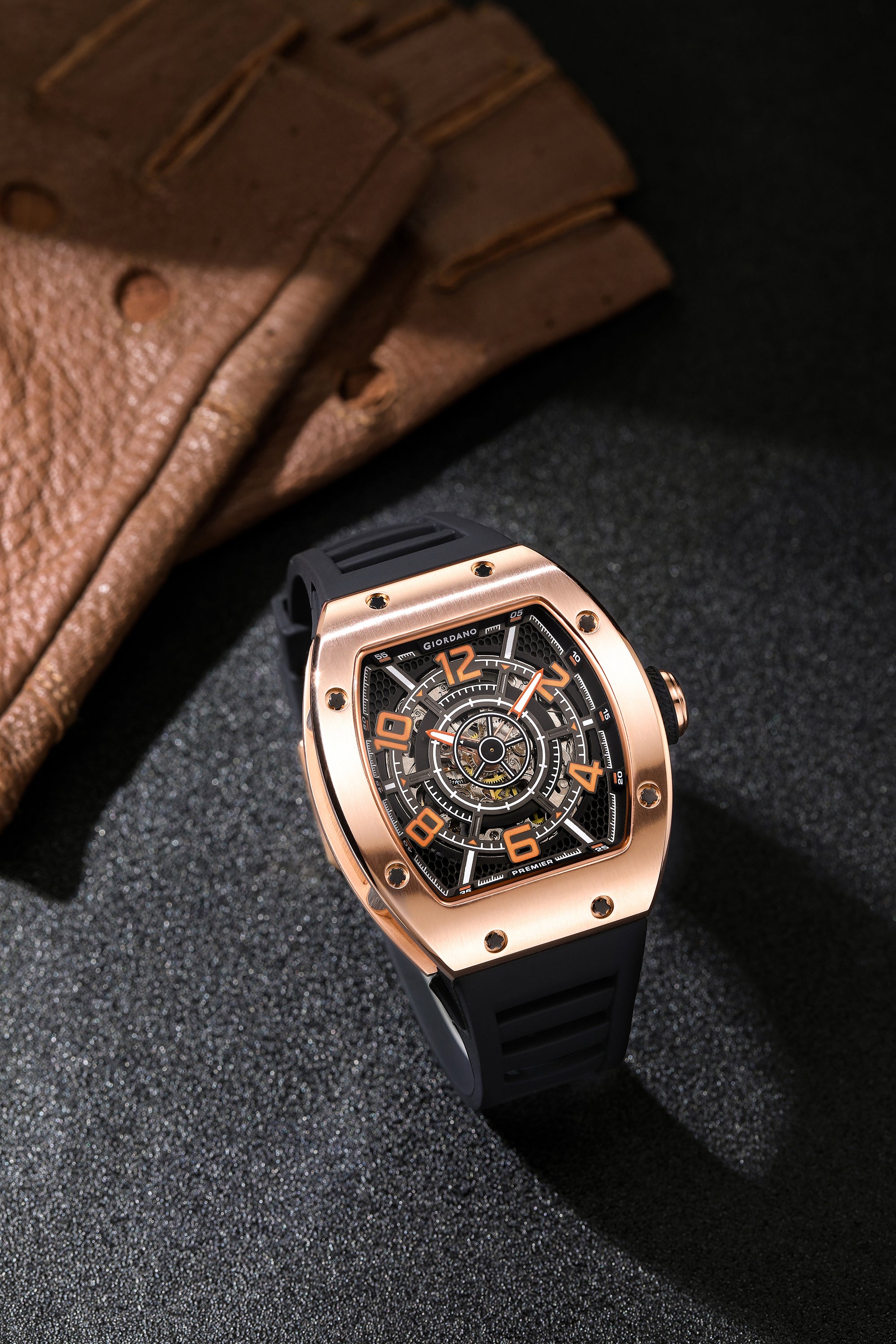 Giordano Premier Vector Collection Automatic Analog Skeleton Watch for Men - GZ-50229-03