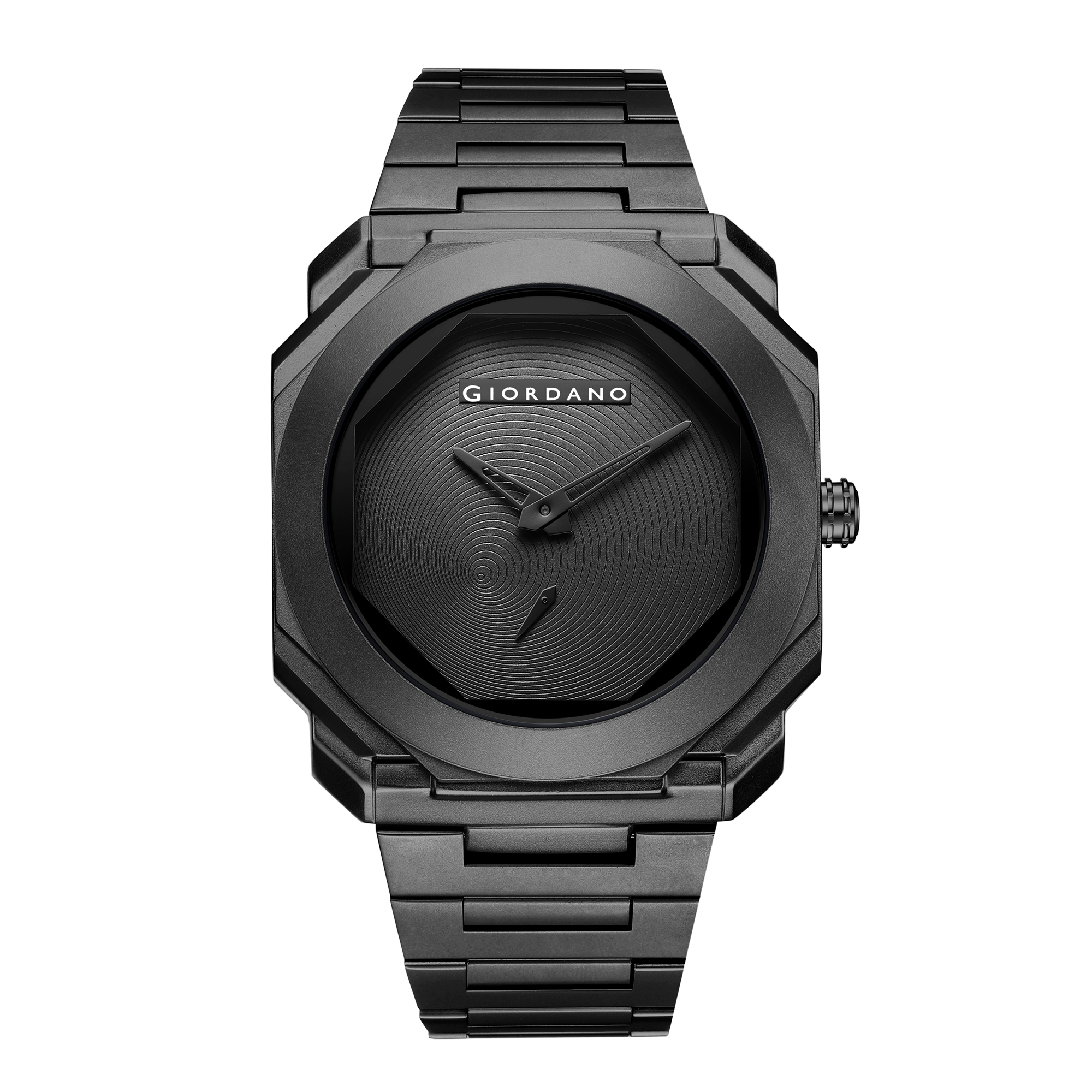 Giordano Octagonal Stainless Steel Watch for Men – Textured Dial with Subdial, Matte Finish Strap | GZ-50131-11
