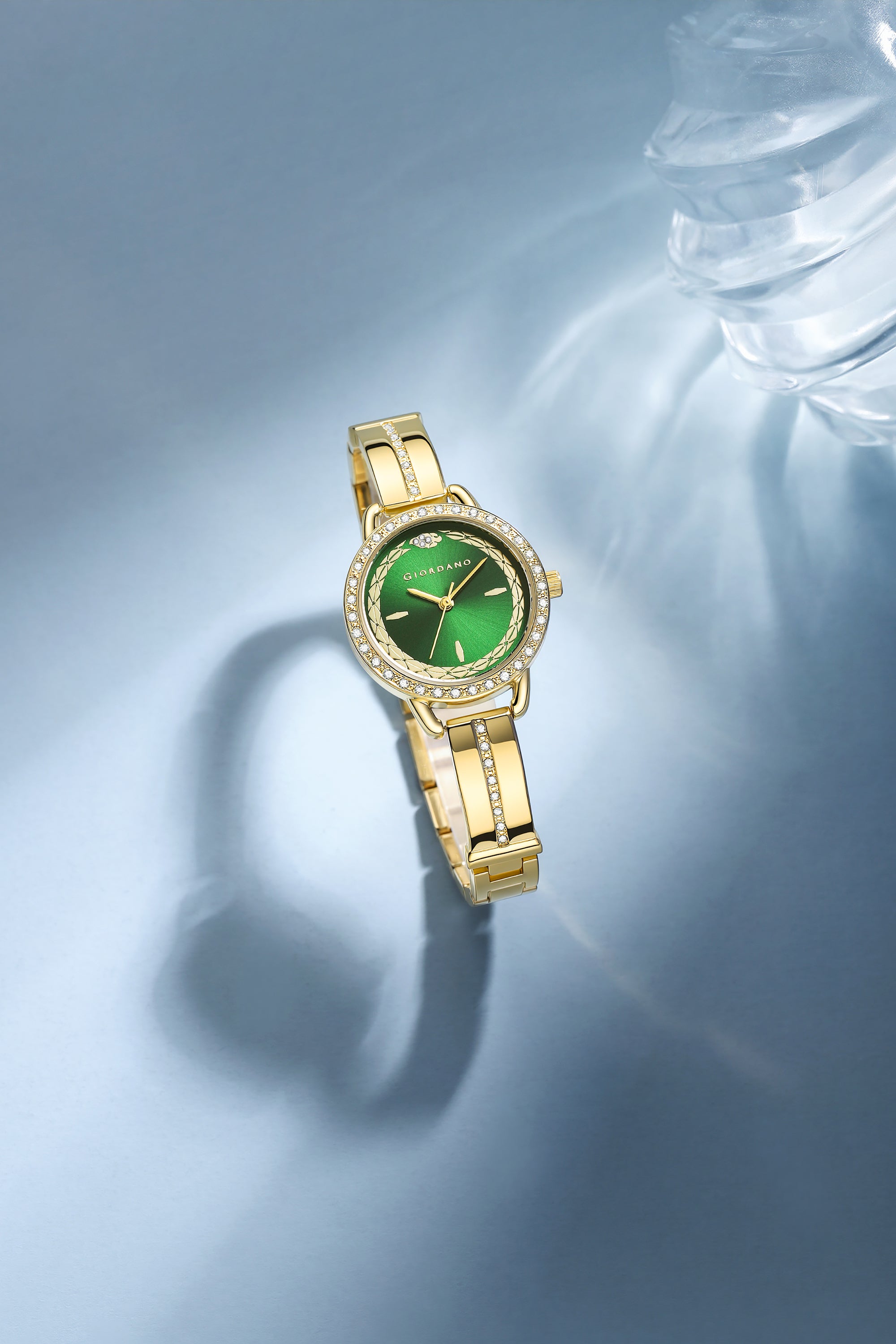 Giordano Luxury Fashion Analog Watch for Women with Elegant Dial, Crystal-Studded Bezel, Stainless Steel Strap & Water Resistant GZ-60133-33