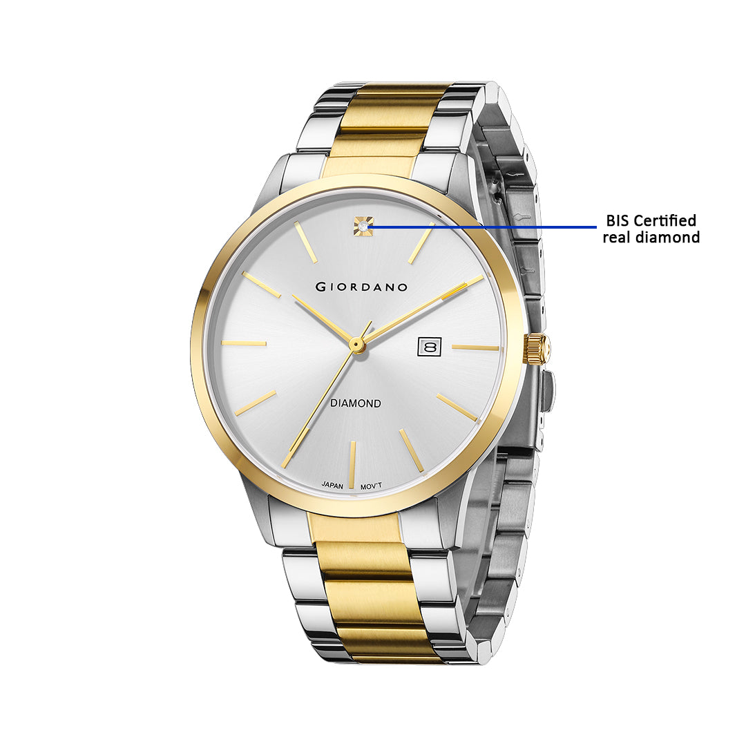 Giordano Analog Stylish Watch for Men & Boys Water Resistant Fashion Watch Round Shape with 3 Hand Mechanism Wrist Watch to Compliment Your Look/Ideal Gift for Male | GZ-50101-44
