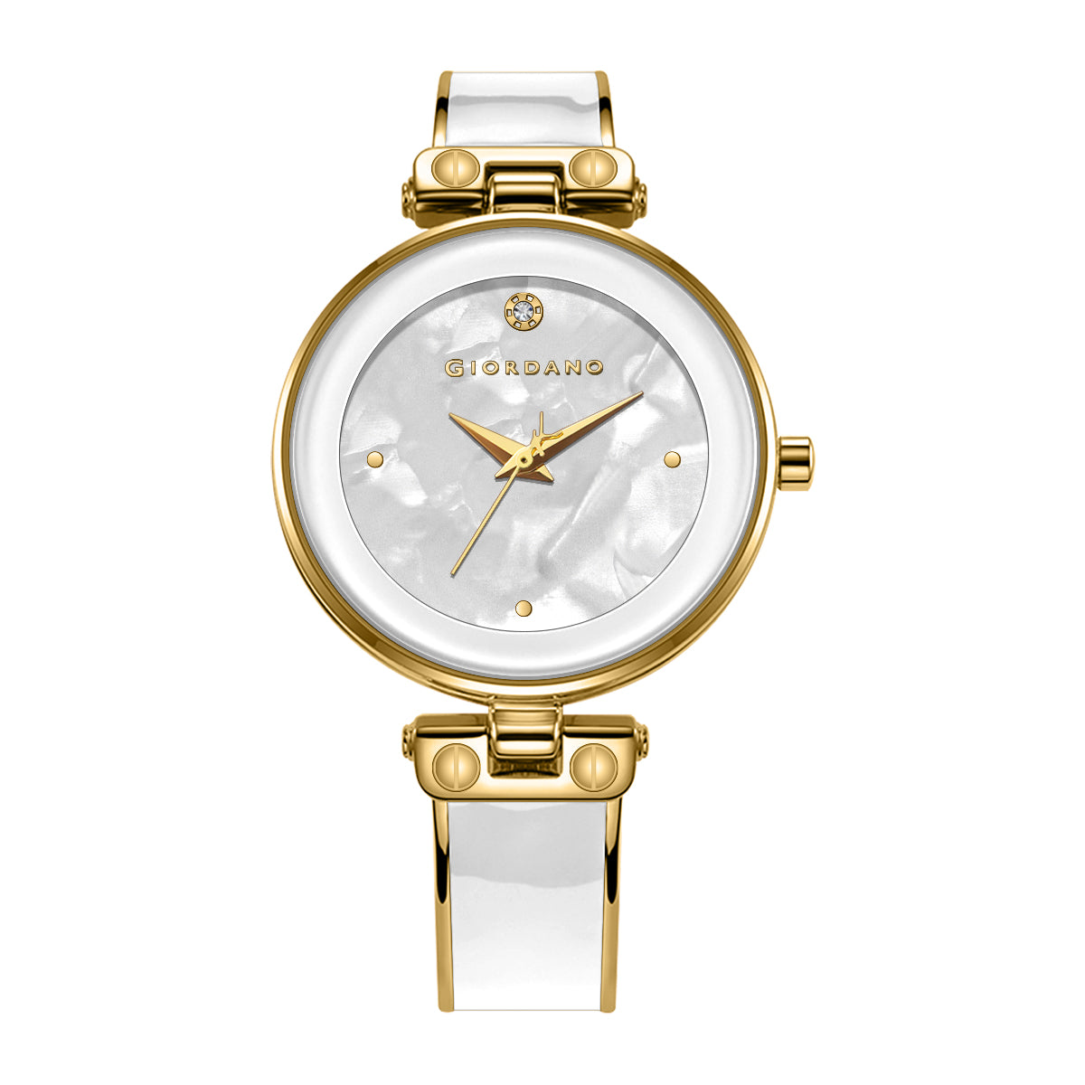 Giordano Designer Analog Watch for Women – Glossy Round Dial & Bracelet Style Stainless Steel Strap | GZ-60099-88
