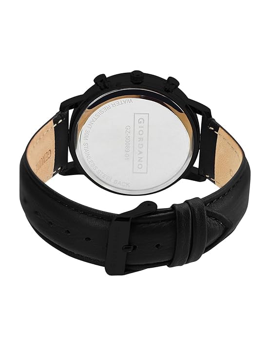 Giordano Analog Stylish Multi-Functional Watch for Men with Round Shape dial, Japanese Quartz and Leather Strap | GZ-50089-01
