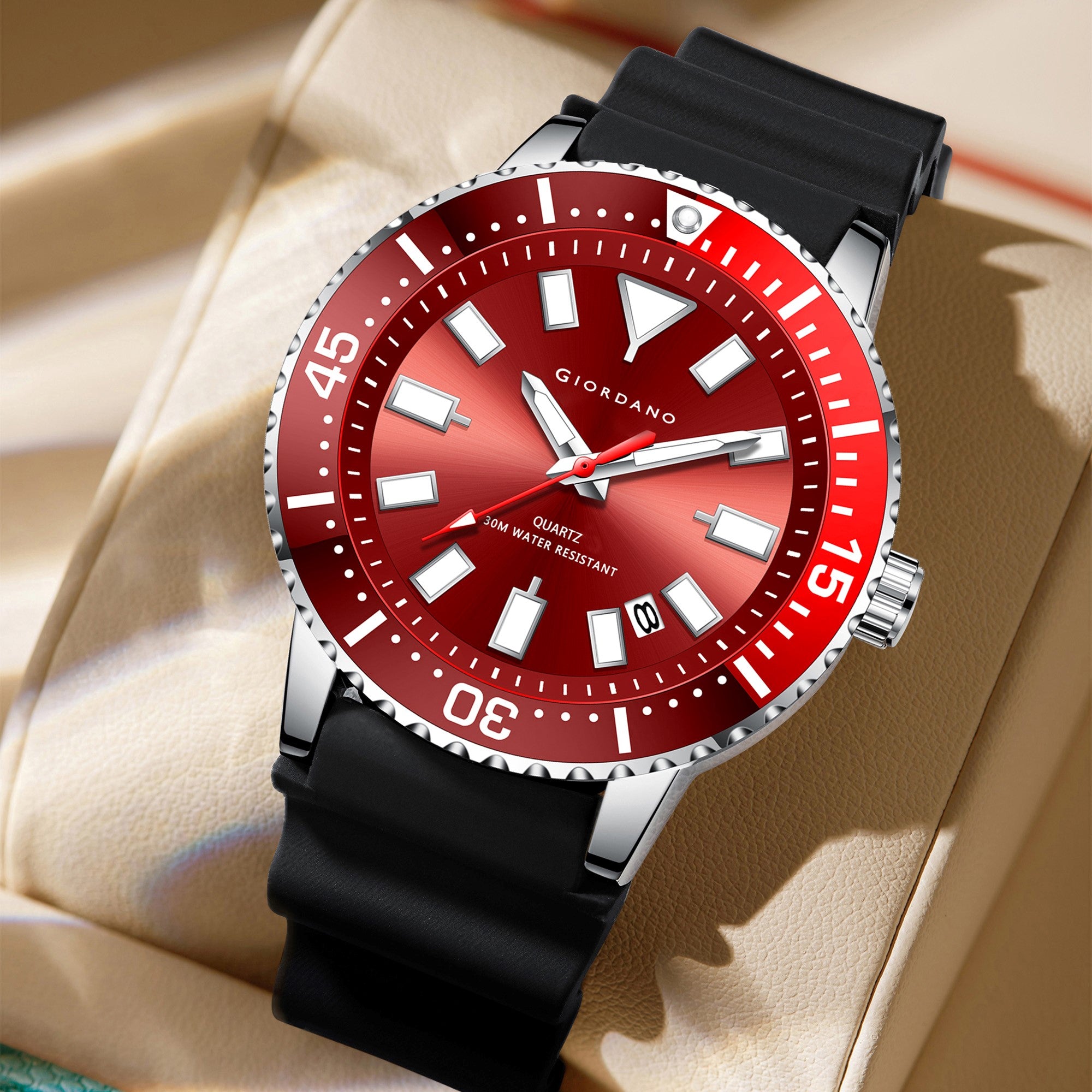 Giordano Analog Wrist Watch for Men Stylish Silicon Strap with Water Resistant 3 Hand Mechanism for Men and Boys to Compliment Your Look/Ideal Gift for Male | GZ-50103-01