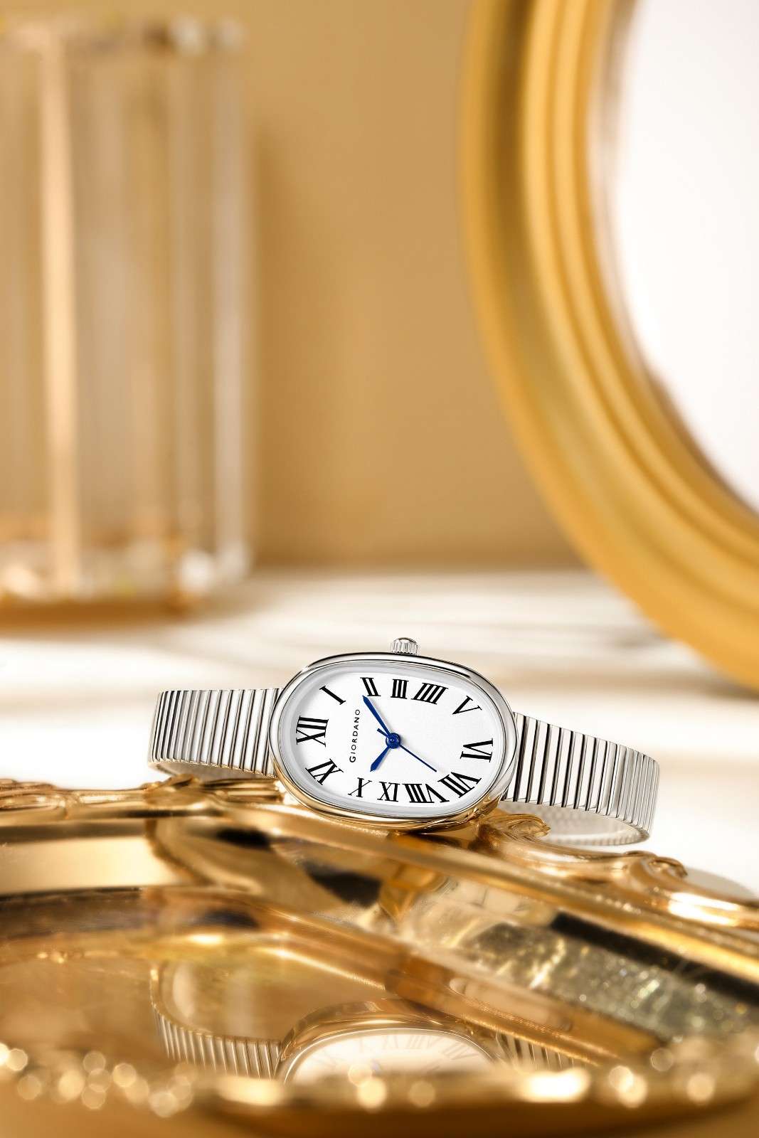 GIORDANO Luxury Analog Watch for Women with Oval Roman Numeral Dial, Stainless Steel Strap, Quartz Movement - GZ-60125-22