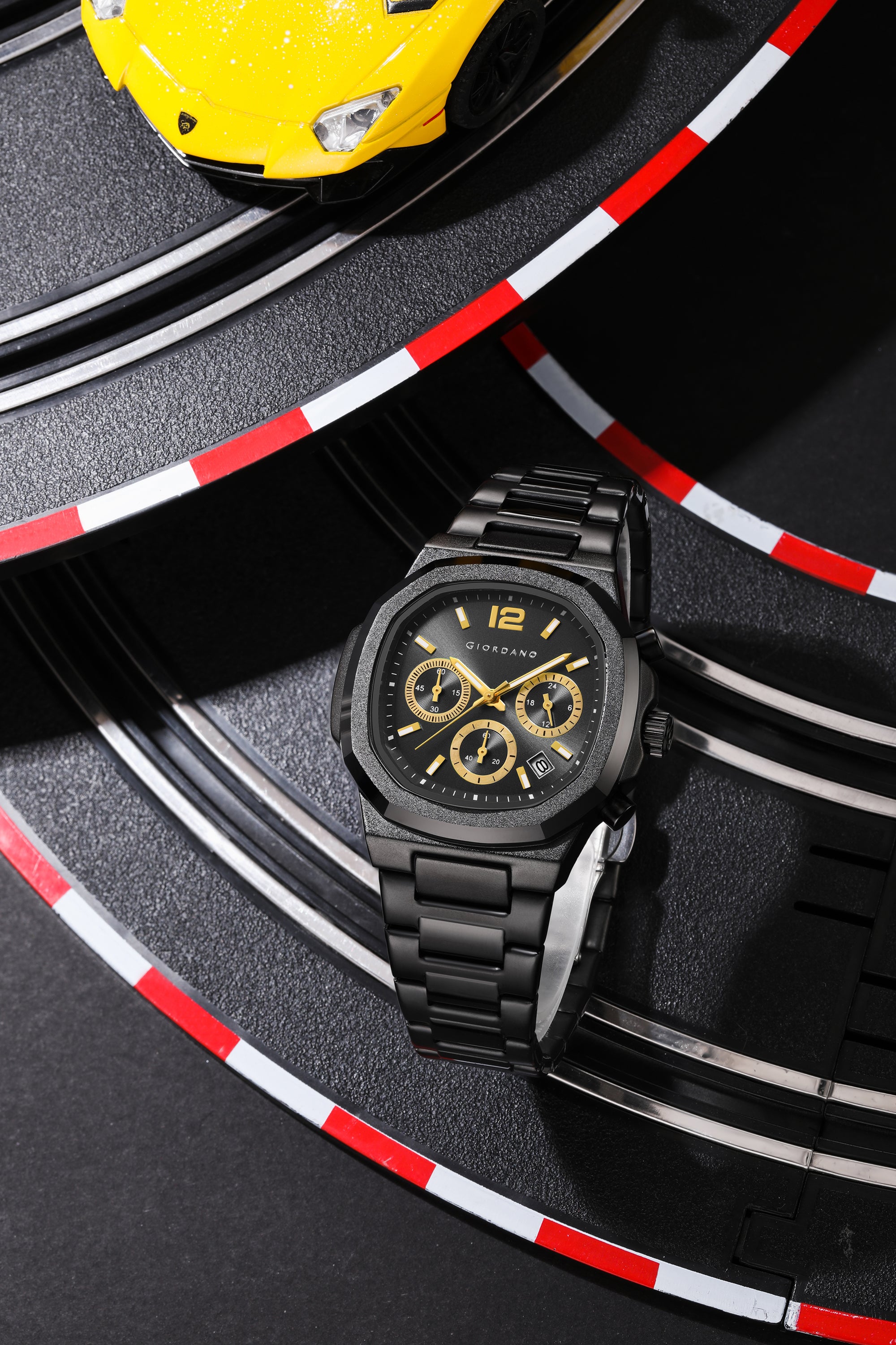 Giordano Modern Multifunctional Watch for Men with Octagonal dial , Date Display and stainless steel strap | GZ-50148-11