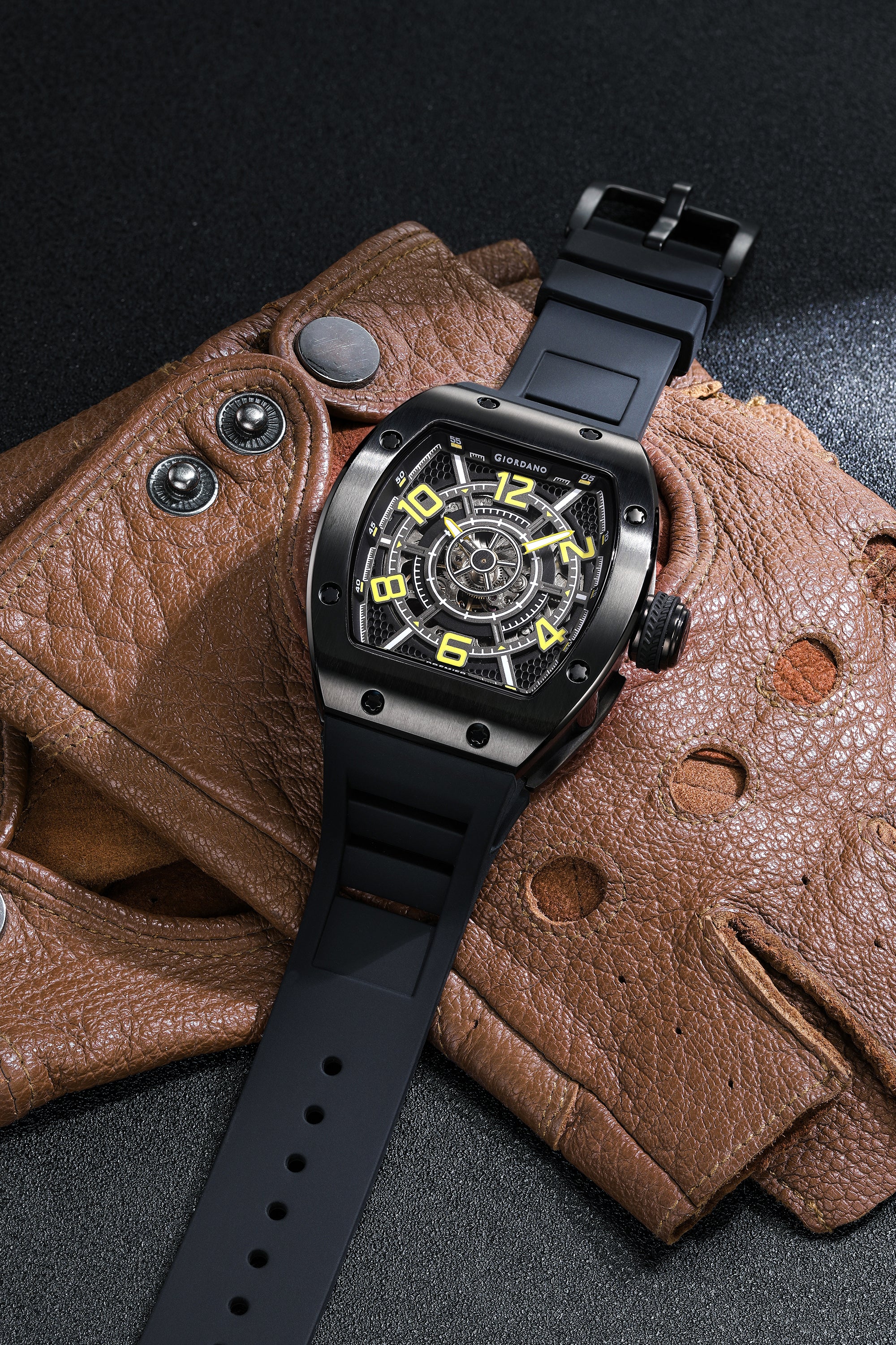 Giordano Premier Vector Collection Automatic Analog Skeleton Watch for Men - GZ-50229-02