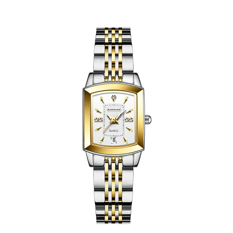 Giordano Analog Pair Watch For Unisex With Round Dial, Crystal Indices , Date Display And Stainless Steel Strap GZ-991-SET-22