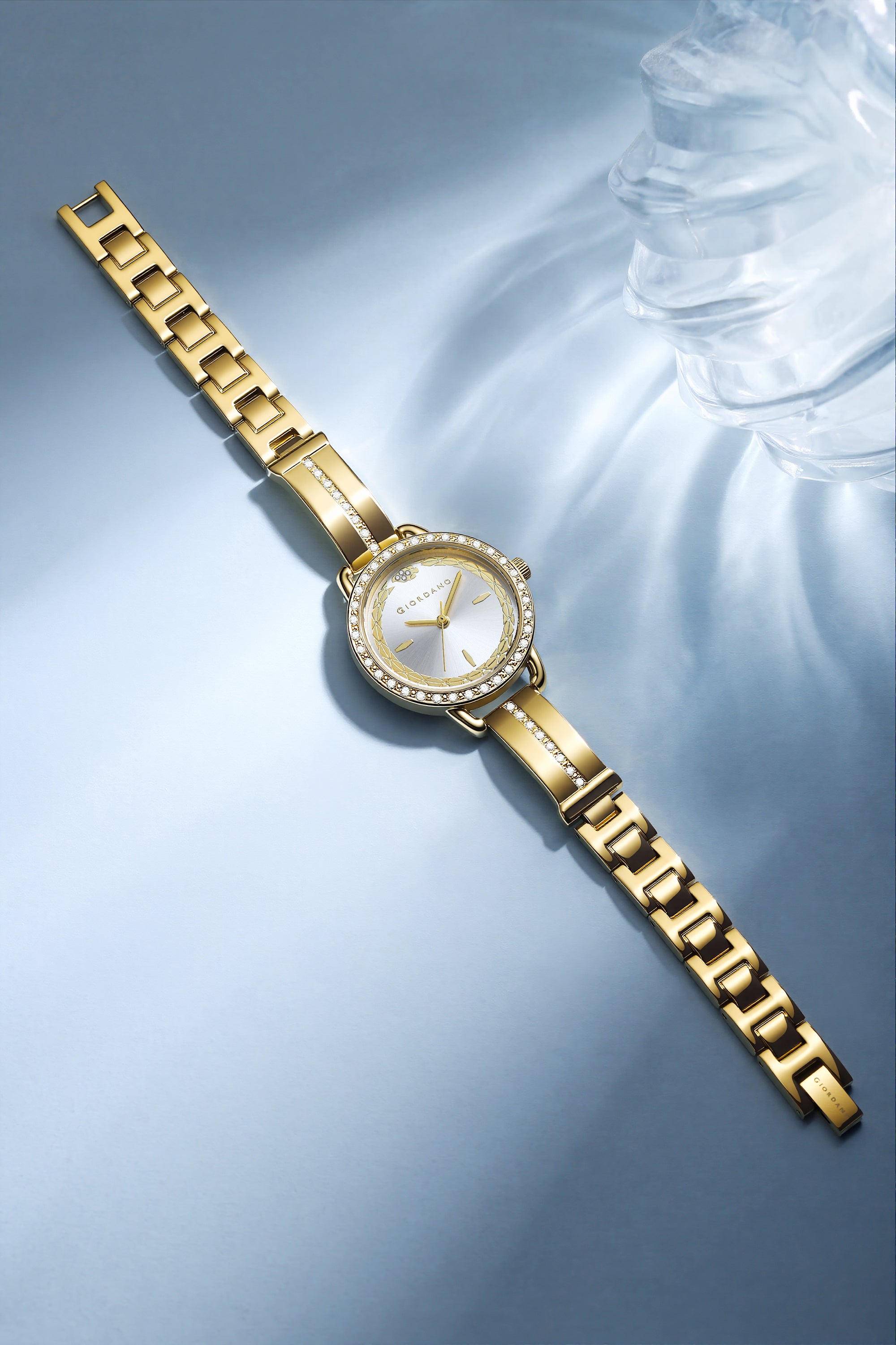 Giordano Luxury Fashion Analog Watch for Women with Elegant Dial, Crystal-Studded Bezel, Stainless Steel Strap & Water Resistant GZ-60133-11