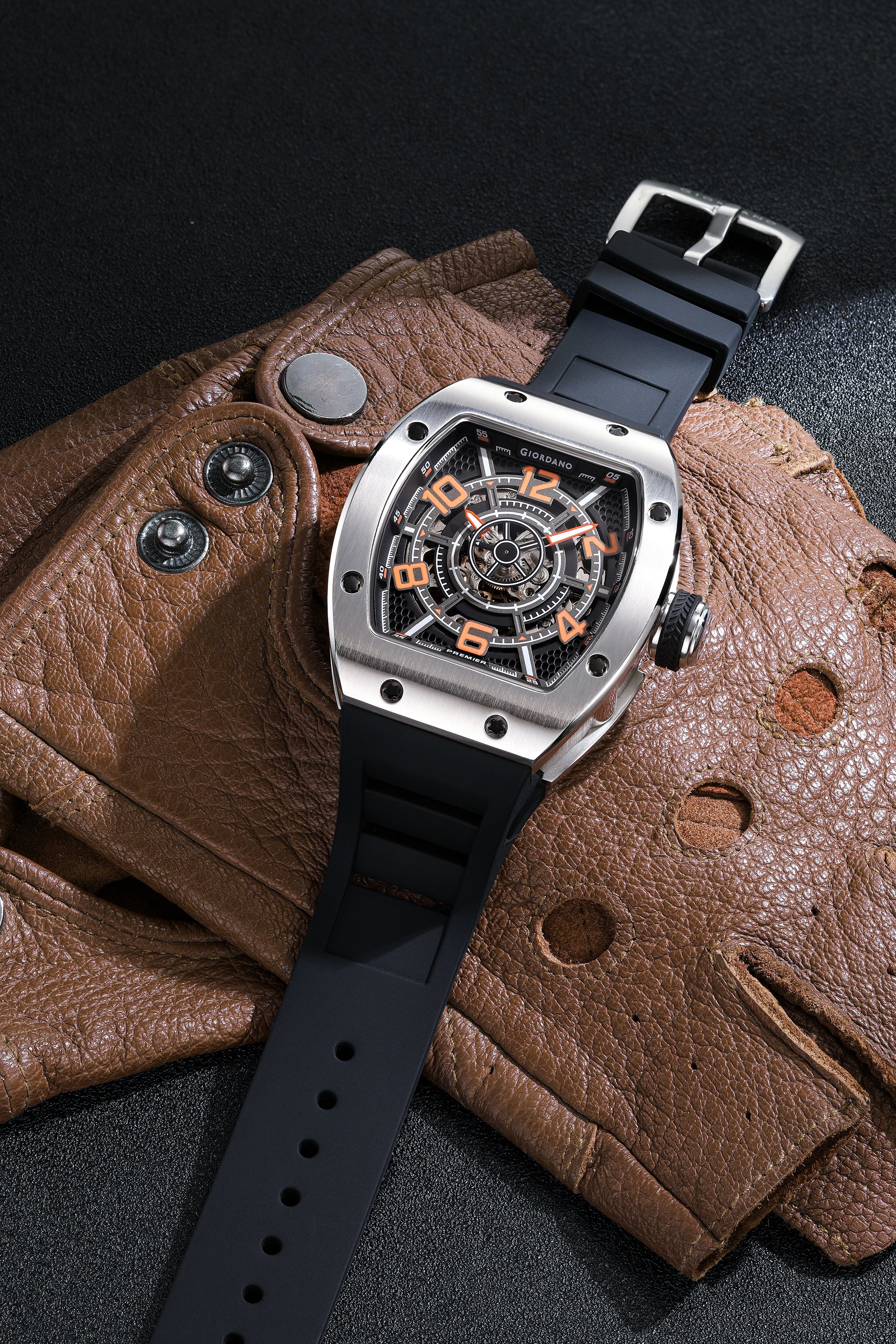 Giordano Premier Vector Collection Automatic Analog Skeleton Watch for Men - GZ-50229-01