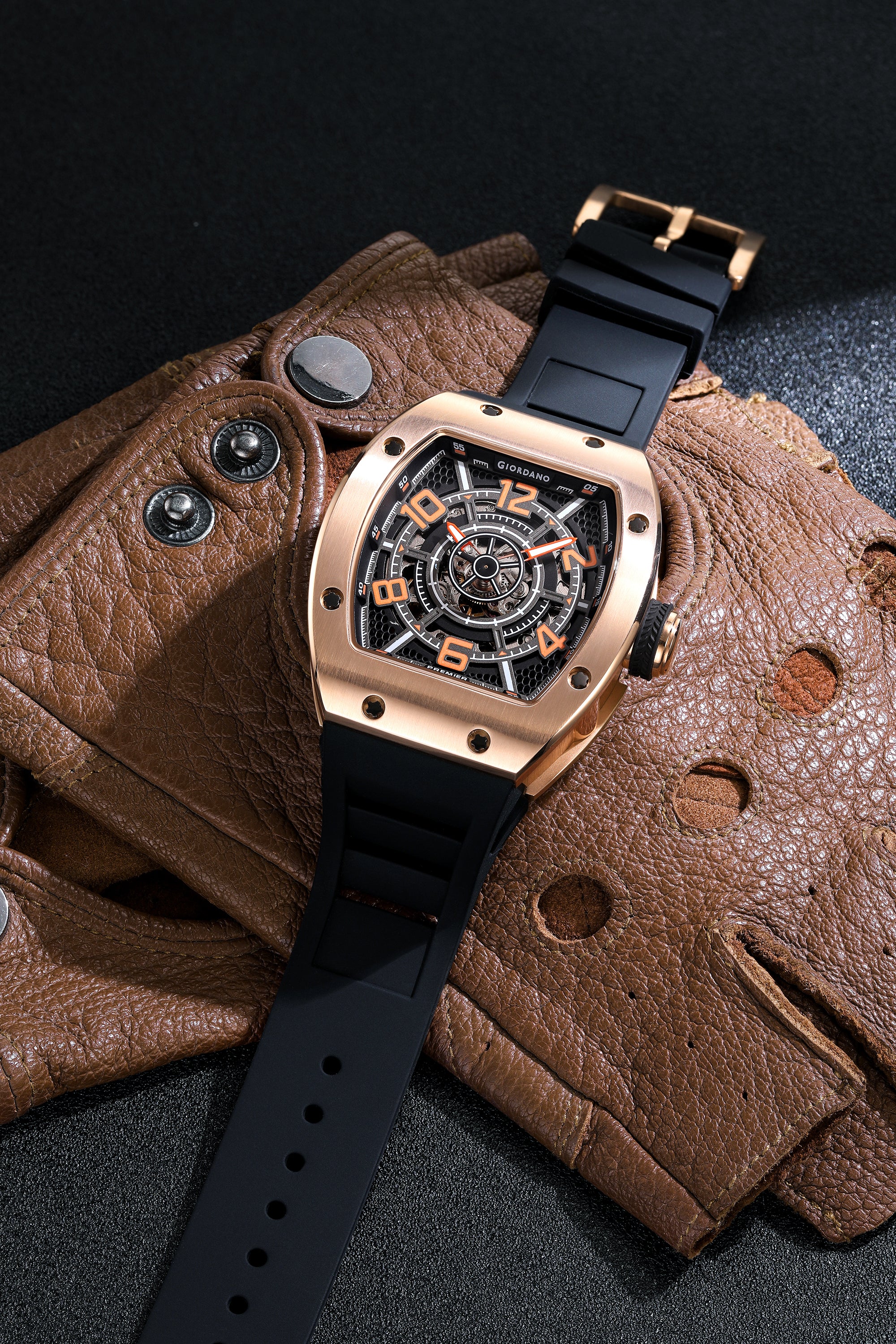 Giordano Premier Vector Collection Automatic Analog Skeleton Watch for Men - GZ-50229-03