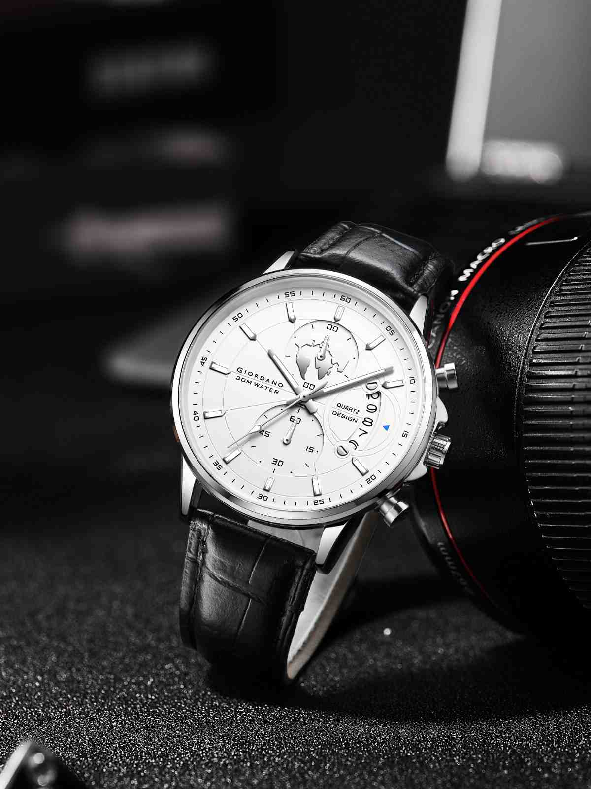 Giordano Mutifunction Watch for Men with Silver Dial, Date Display and Leather Strap GZ-50165-01