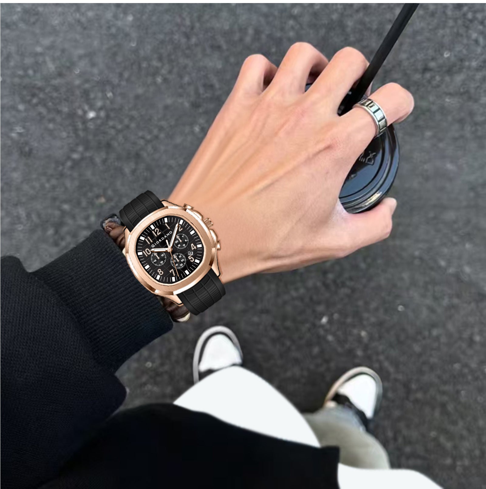 Giordano Precision and Comfort Multi Function Watch for Men with Textured Dial & Trendy Silicone Band | GZ-50143-02