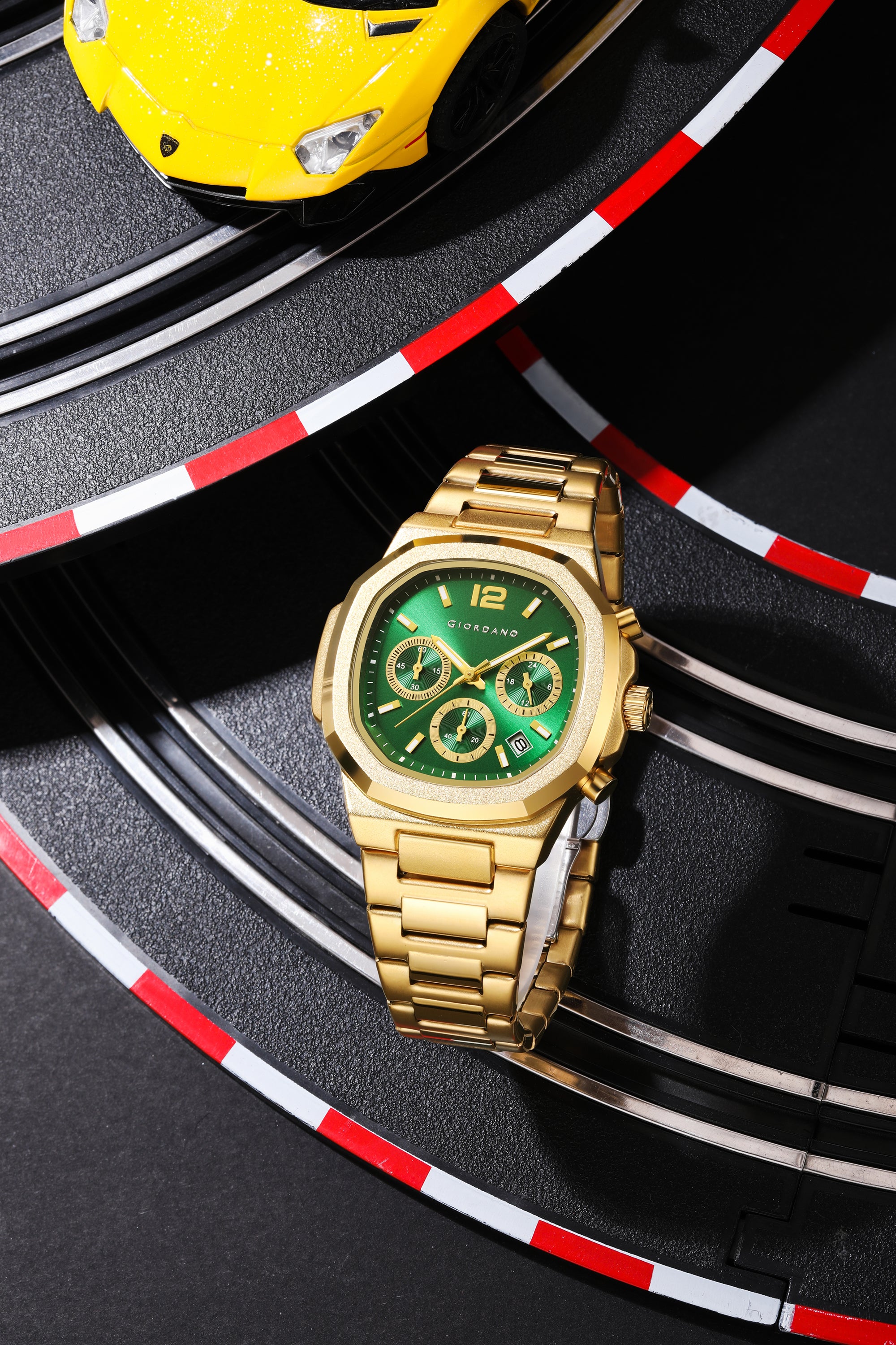 Giordano Modern Multifunctional Watch for Men with Octagonal dial , Date Display and stainless steel strap | GZ-50148-44