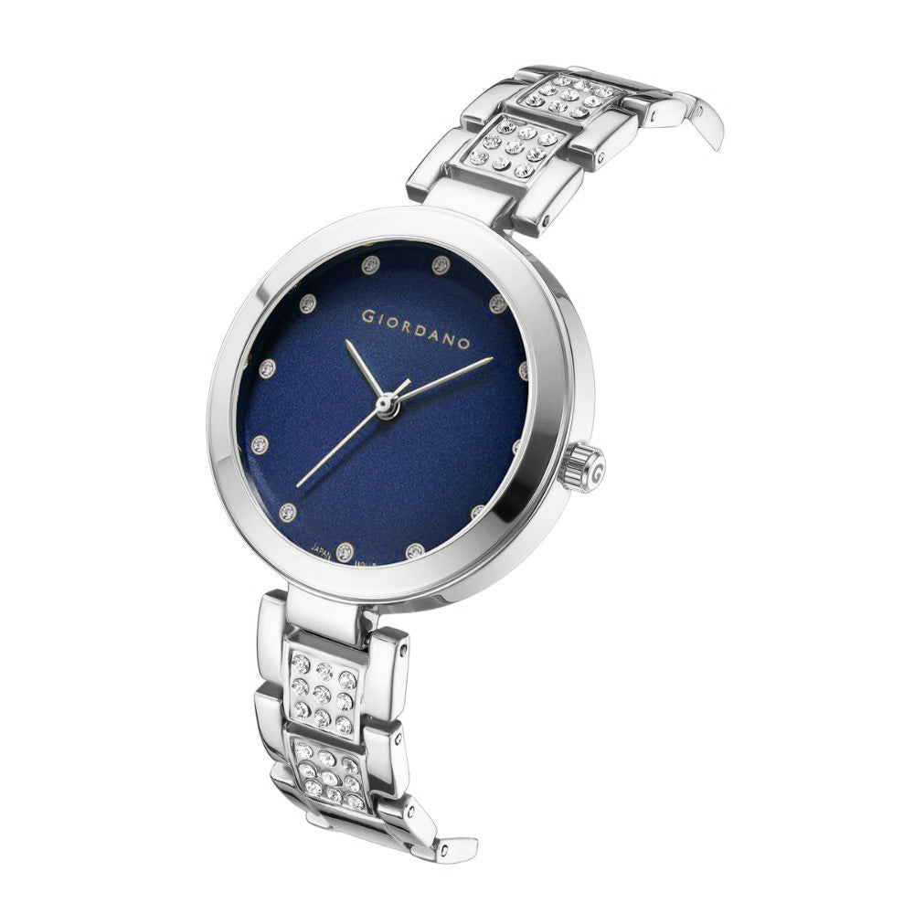 Giordano Eleganza Collection Analog Watch for Women with Crystal-Studded Strap & Diamond Indices - A2037-66