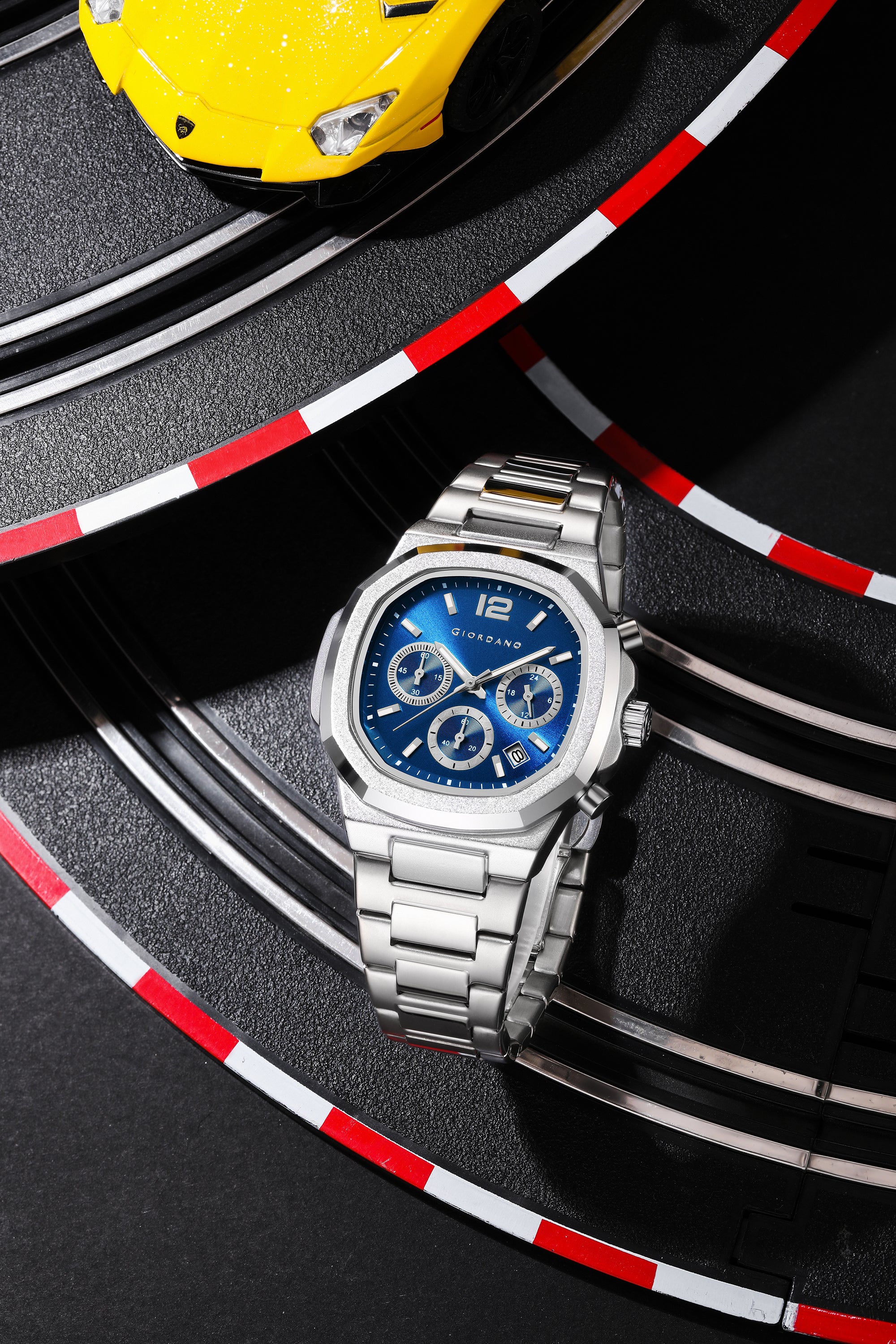 Giordano Modern Multifunctional Watch for Men with Octagonal dial , Date Display and stainless steel strap | GZ-50148-22