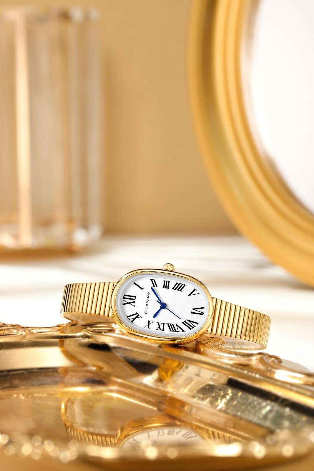 GIORDANO Luxury Analog Watch for Women with Oval Roman Numeral Dial, Stainless Steel Strap, Quartz Movement - GZ-60125-11