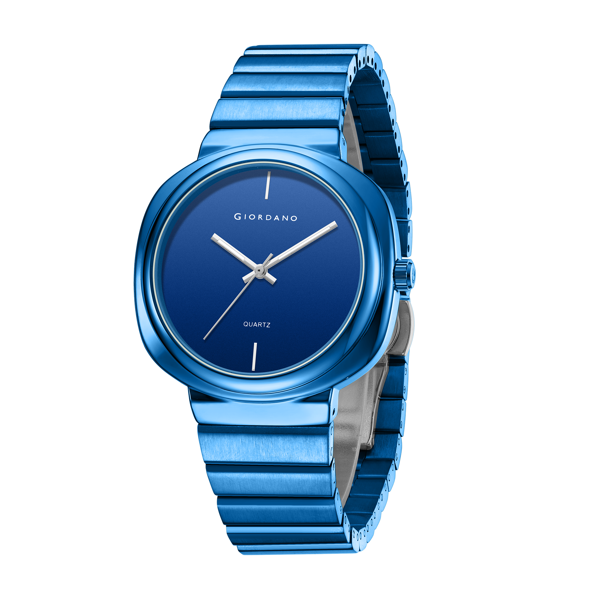 Giordano Analog Quartz Watch for Men with Blue Round Dial, Baton Hour Markers and Blue Stainless Steel Expansion Bracelet Strap - GZ-50233-55