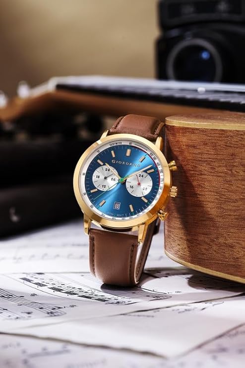 Giordano Analog Stylish Multi-Functional Watch for Men with Round Shape dial, Japanese Quartz and Leather Strap | GZ-50089-02