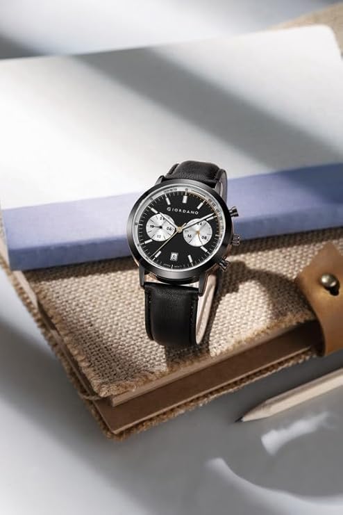 Giordano Analog Stylish Multi-Functional Watch for Men with Round Shape dial, Japanese Quartz and Leather Strap | GZ-50089-01