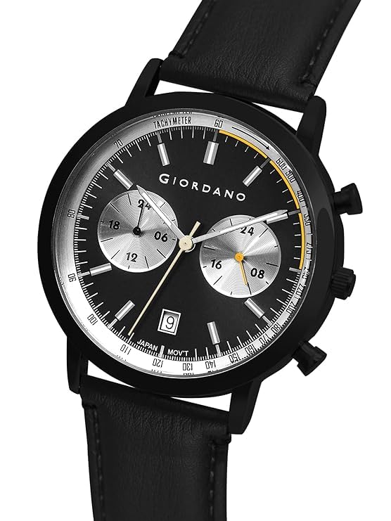 Giordano Analog Stylish Multi-Functional Watch for Men with Round Shape dial, Japanese Quartz and Leather Strap | GZ-50089-01