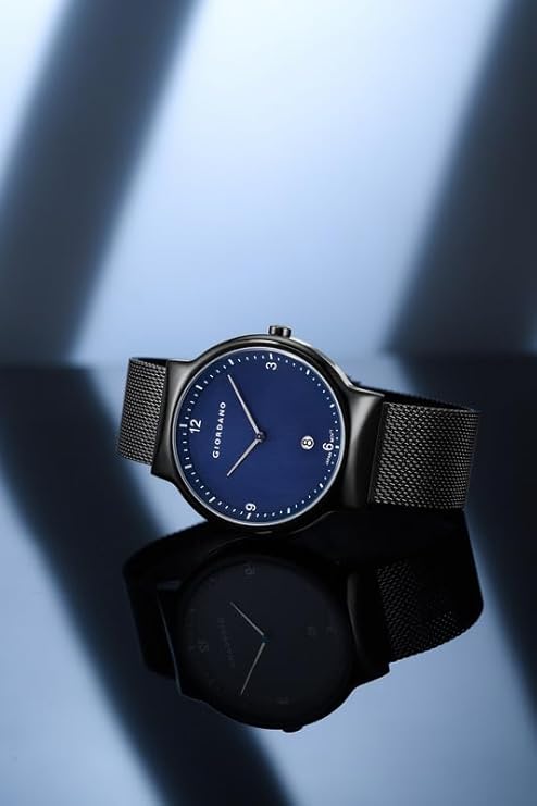 Giordano Analog Casual Round dial Wrist Watch for Men with mesh Metal Strap and Date Window | GZ-50057-22