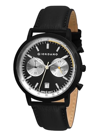 Giordano Analog Stylish Multi-Functional Watch for Men with Round Shape dial, Japanese Quartz and Leather Strap | GZ-50089-01