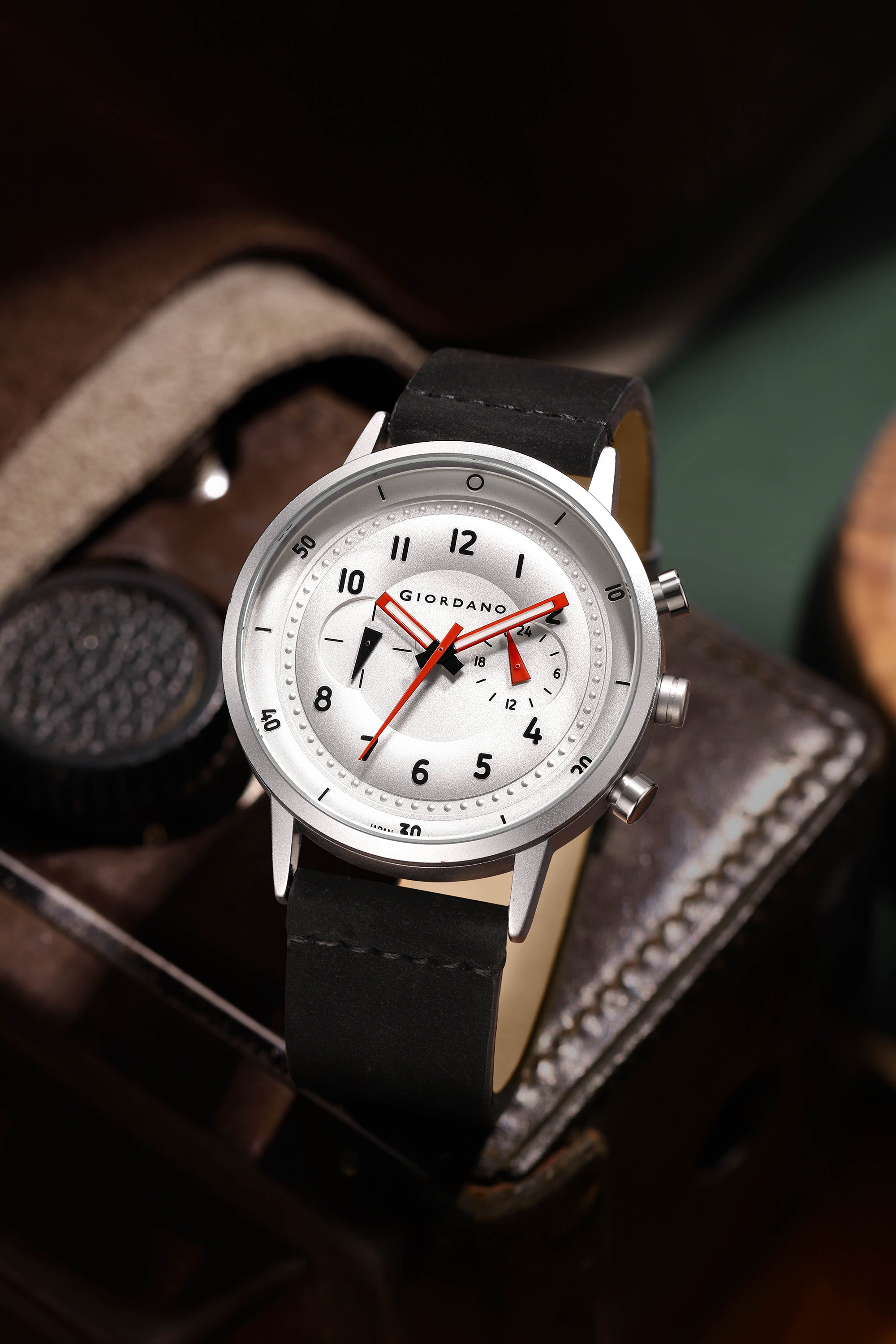 Giordano Analog Sporty Multi-Functional Watch for Men with Round Shape dial and Leather Strap | GZ-50088-02