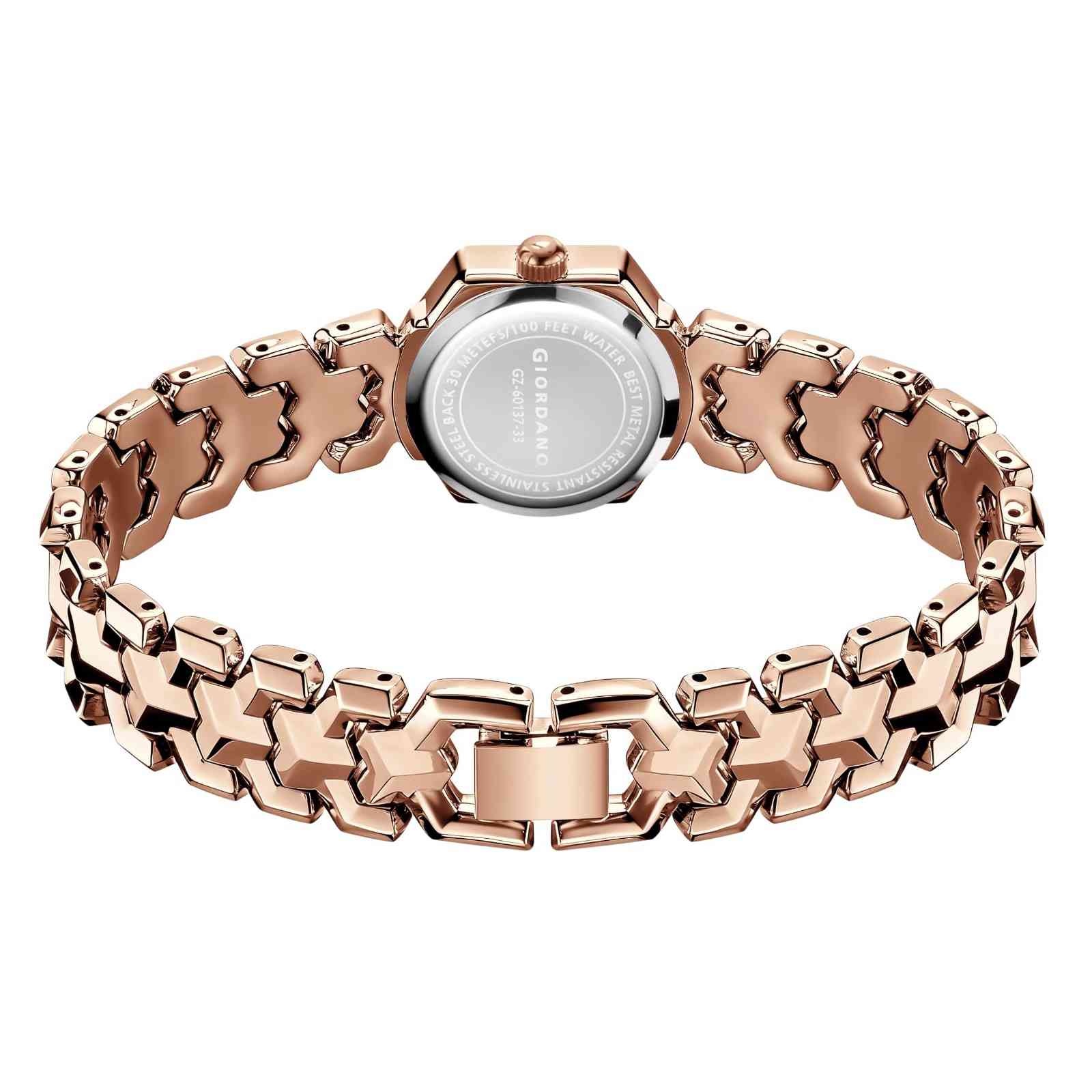 Giordano Analog Watch for Women – Hexagon Dial with Crystal Accents, Stainless Steel Bracelet, Elegant Wristwatch - GZ-60137-33