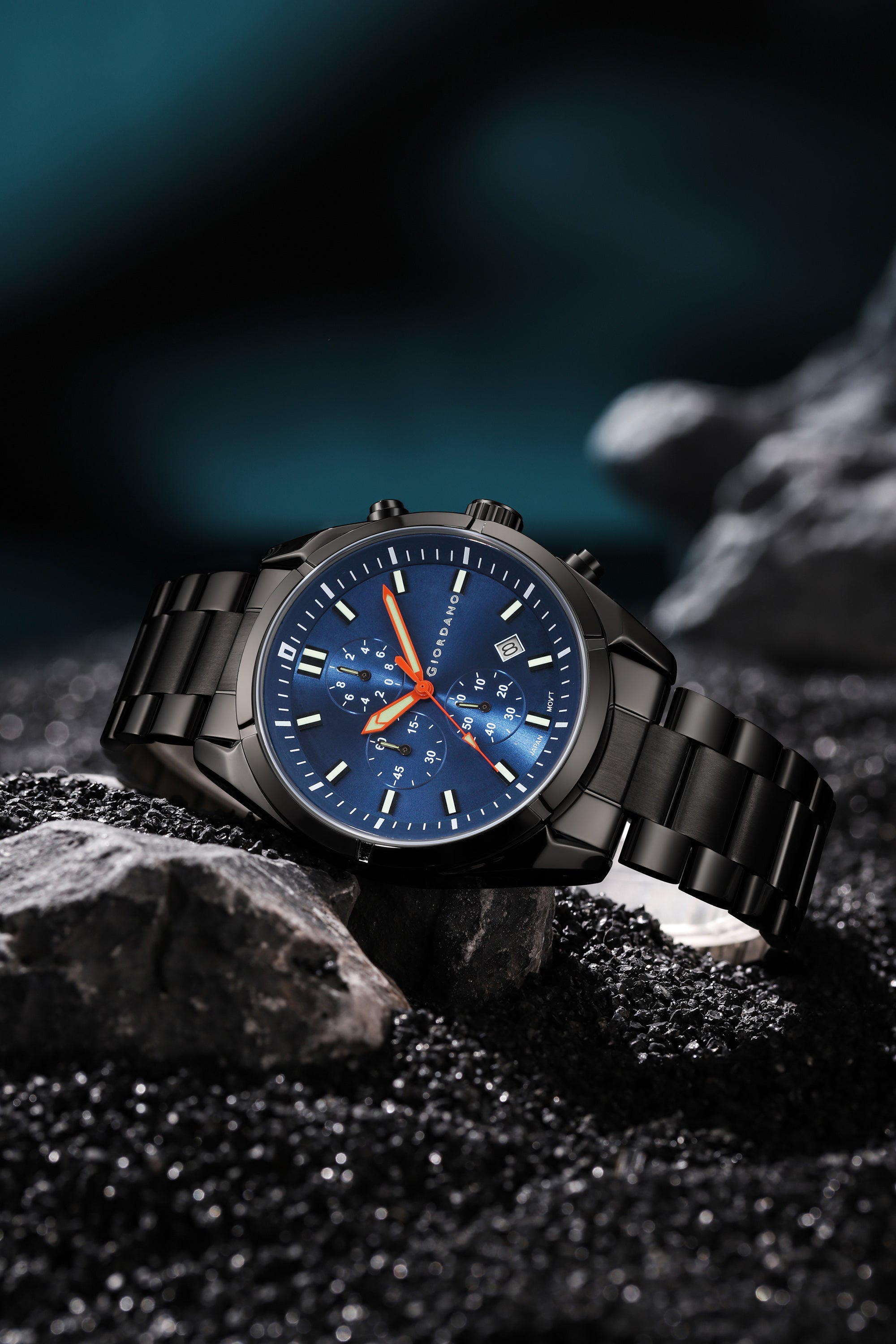 Giordano Multi Function Watch for Men with Round dial, Luminous Hands and Stainless Steel Strap | GZ-50096-22