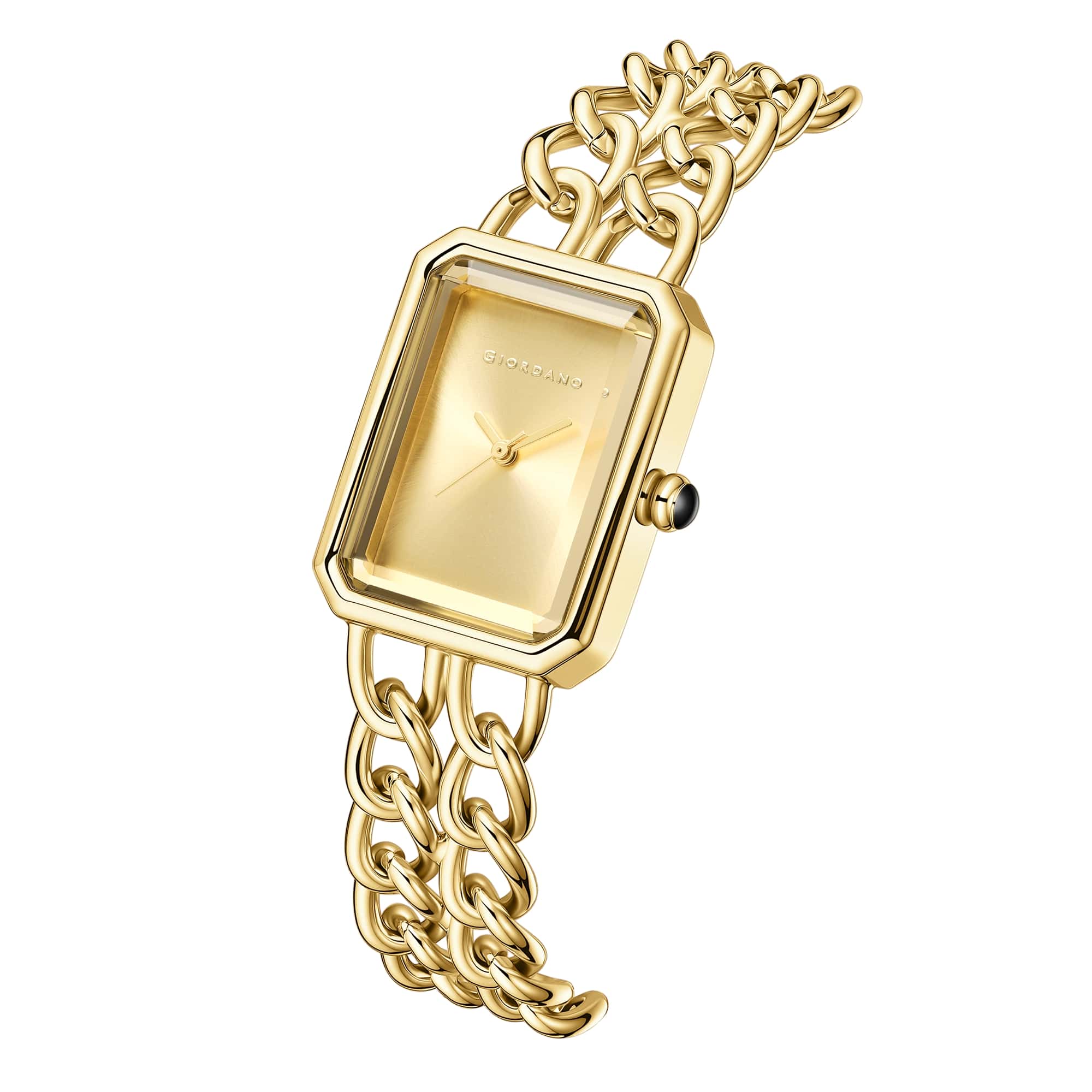 Giordano Elegant Watch for Women with Analog Display, Quartz Movement, Rectangular Case & Stainless Steel Chain Starp - GZ-60128-33