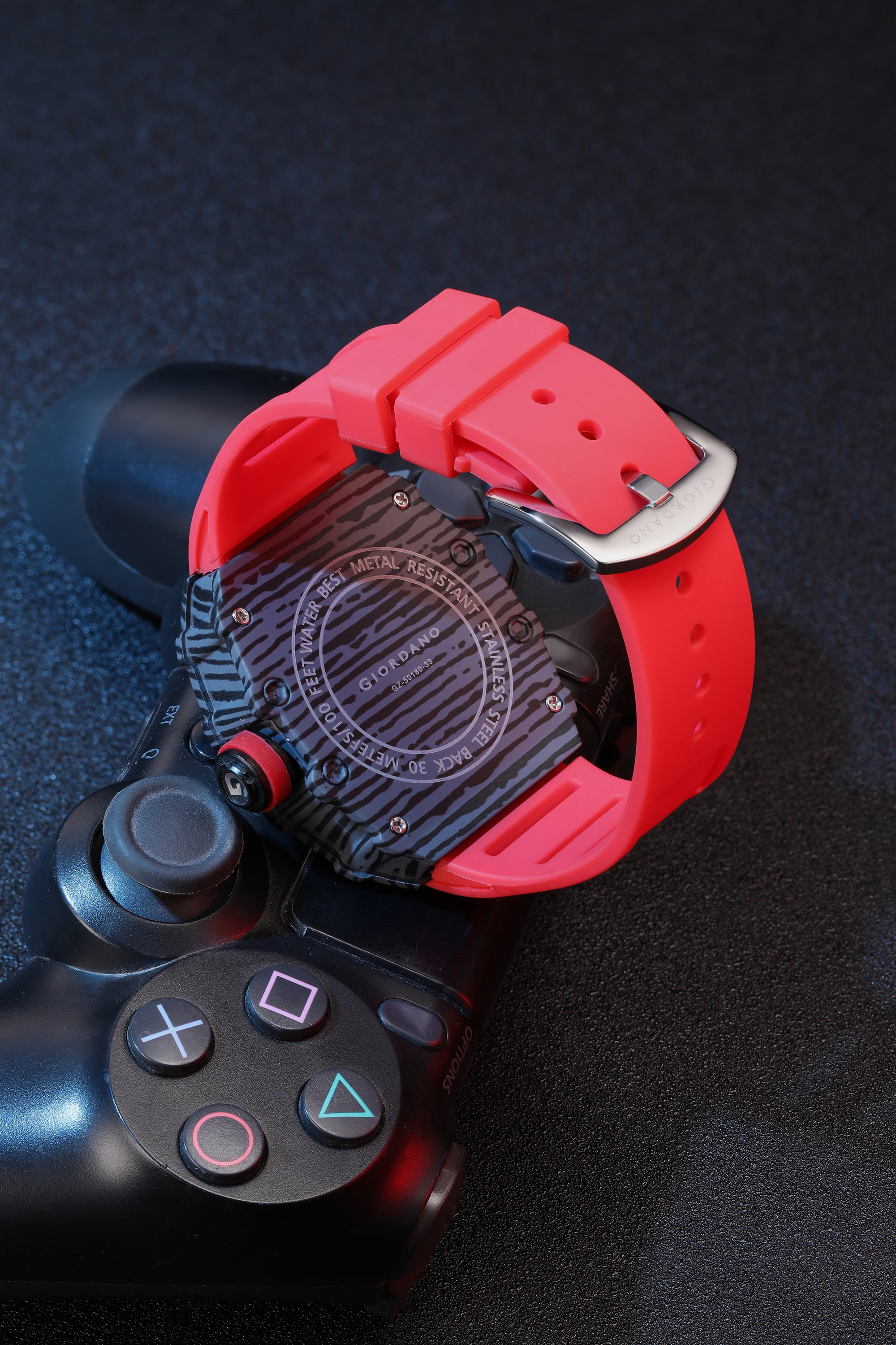 Giordano Analog Square Watch for Men with Skeleton Design, Rugged Textured Case, Luminous Hands, and Silicone Strap - GZ-50180-33