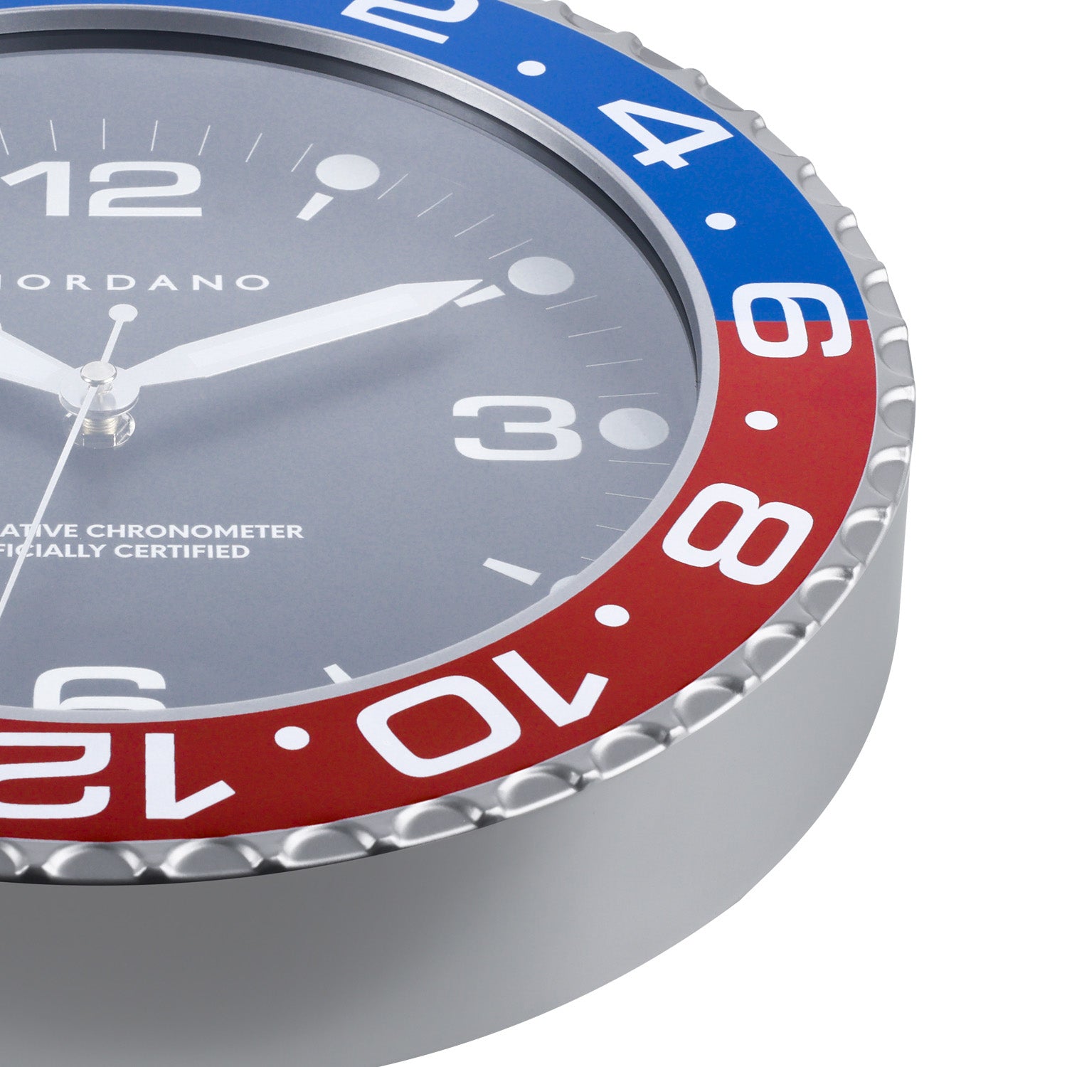 Giordano Wall Clock, Silent Sweep Non-Ticking Quartz Movement, Black Dial, Blue & Black Diver Style Bezel, Plastic Frame - GDCLTM2026BLRD