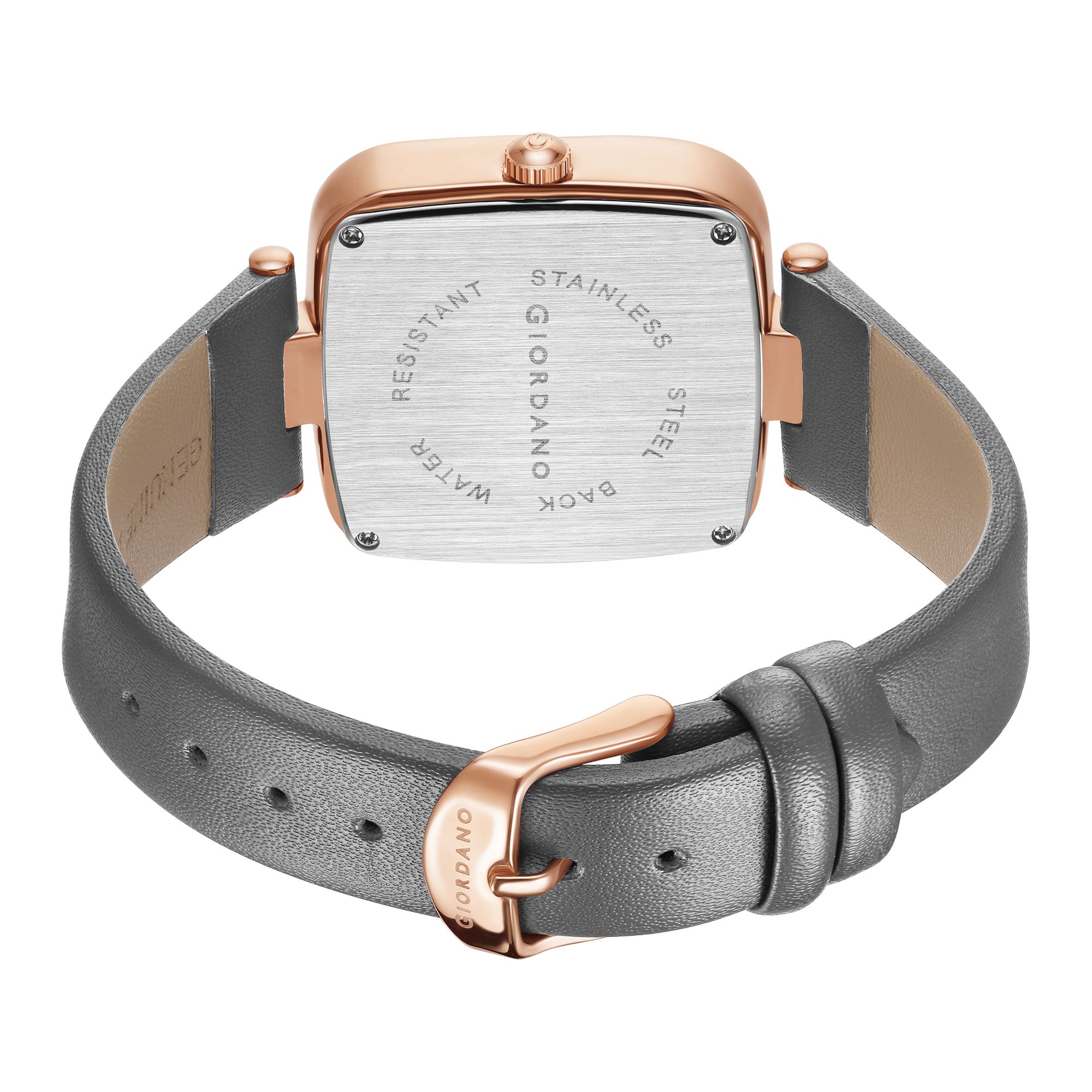 Giordano Monogram Watch for Women Square Dial with Leather Strap Fashionable Design, Water Resistant Quartz Analog – Perfect for Casual & Office Wear GZ-60089-05