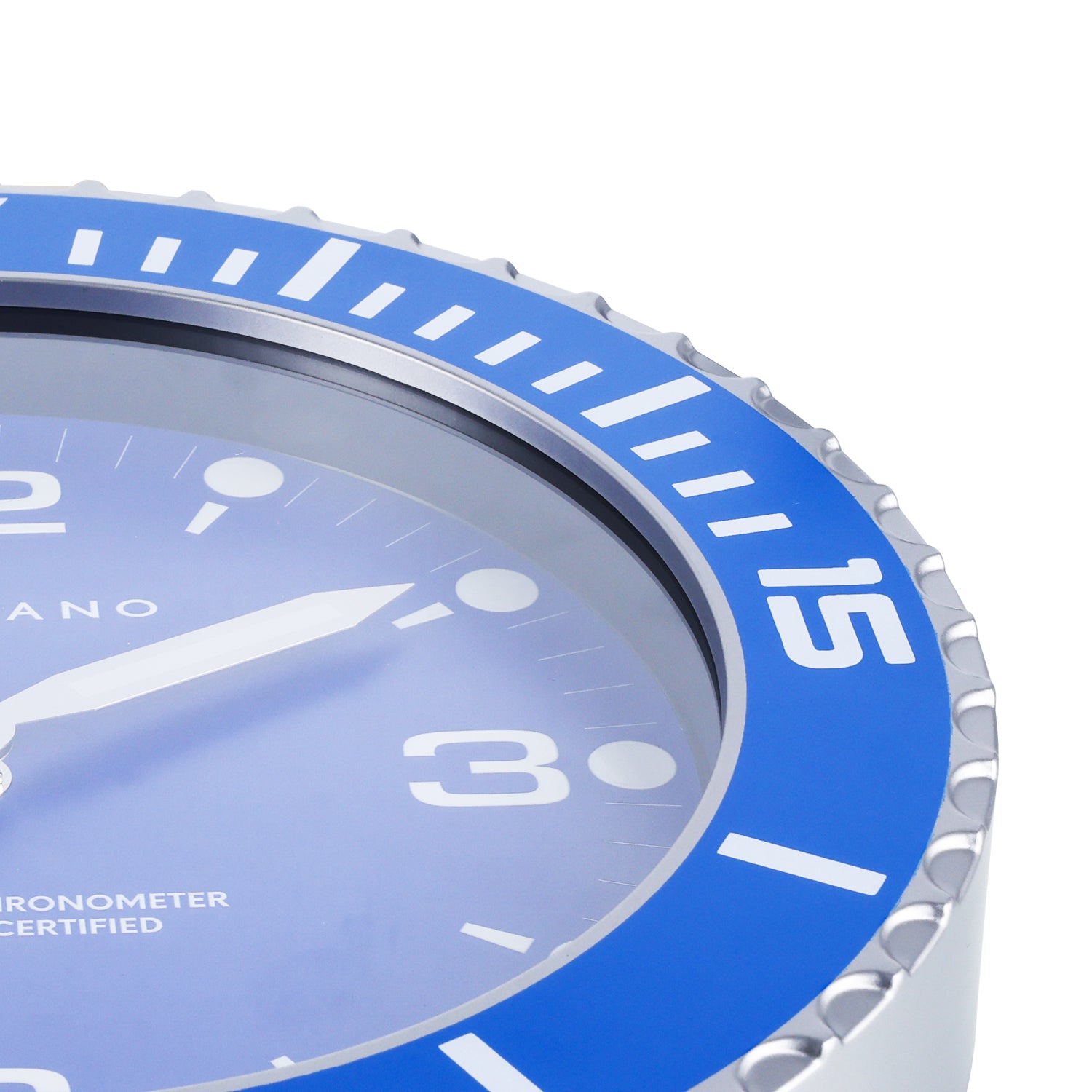 Giordano Wall Clock, Silent Sweep Non-Ticking Quartz Movement, Blue Dial, Blue Diver Style Bezel, Plastic Frame - GDCLTM2026BLU