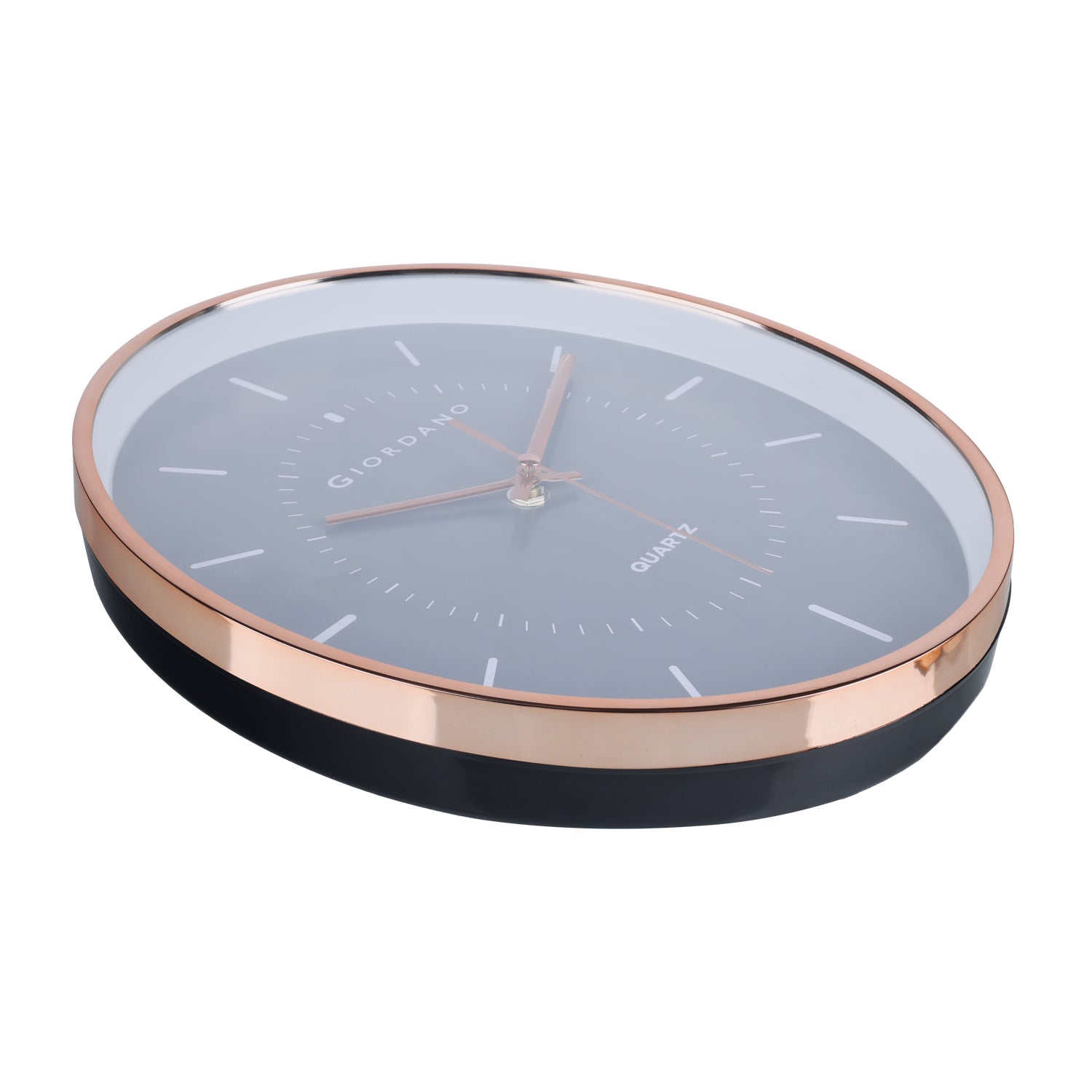 Giordano Wall Clock, Silent Sweep Non-Ticking Quartz Movement, Grey Dial, Rose Gold Oval Plastic Frame, Metal Hand - GDCLTY1001RGGRY