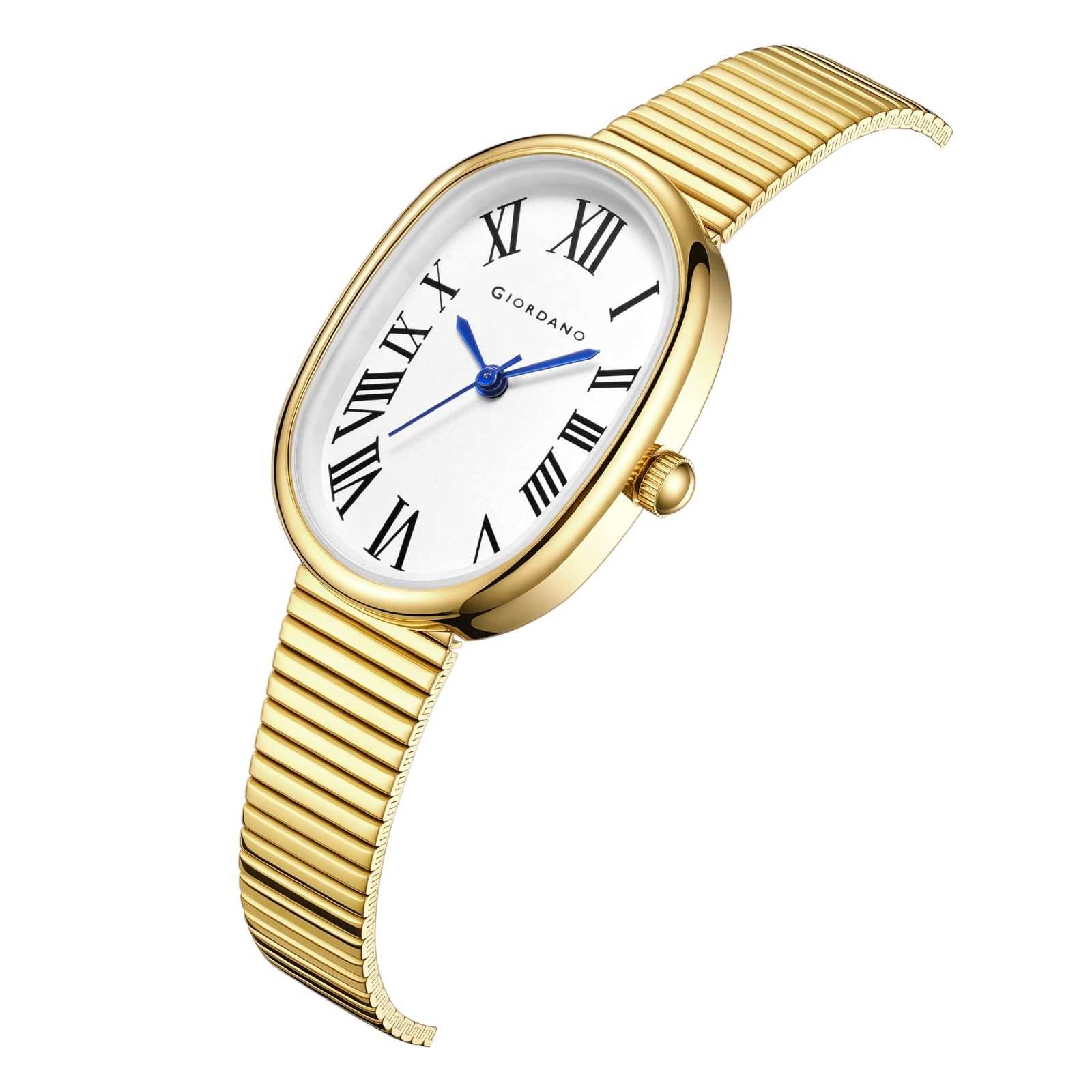 GIORDANO Luxury Analog Watch for Women with Oval Roman Numeral Dial, Stainless Steel Strap, Quartz Movement - GZ-60125-11