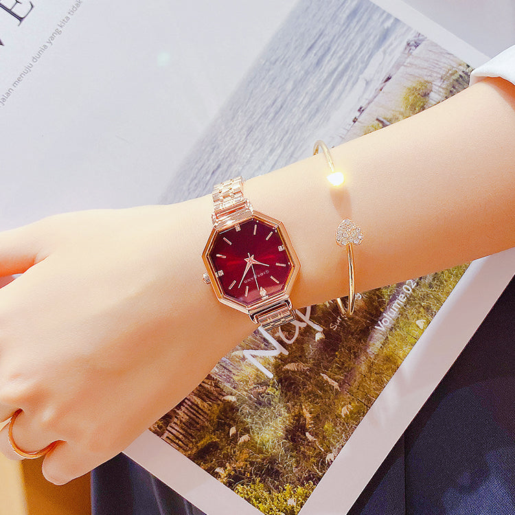 Giordano Analog Watch for Women – Classic octagonal gloss finish Dial with rose gold stainless steel strap | GZ-60113-11