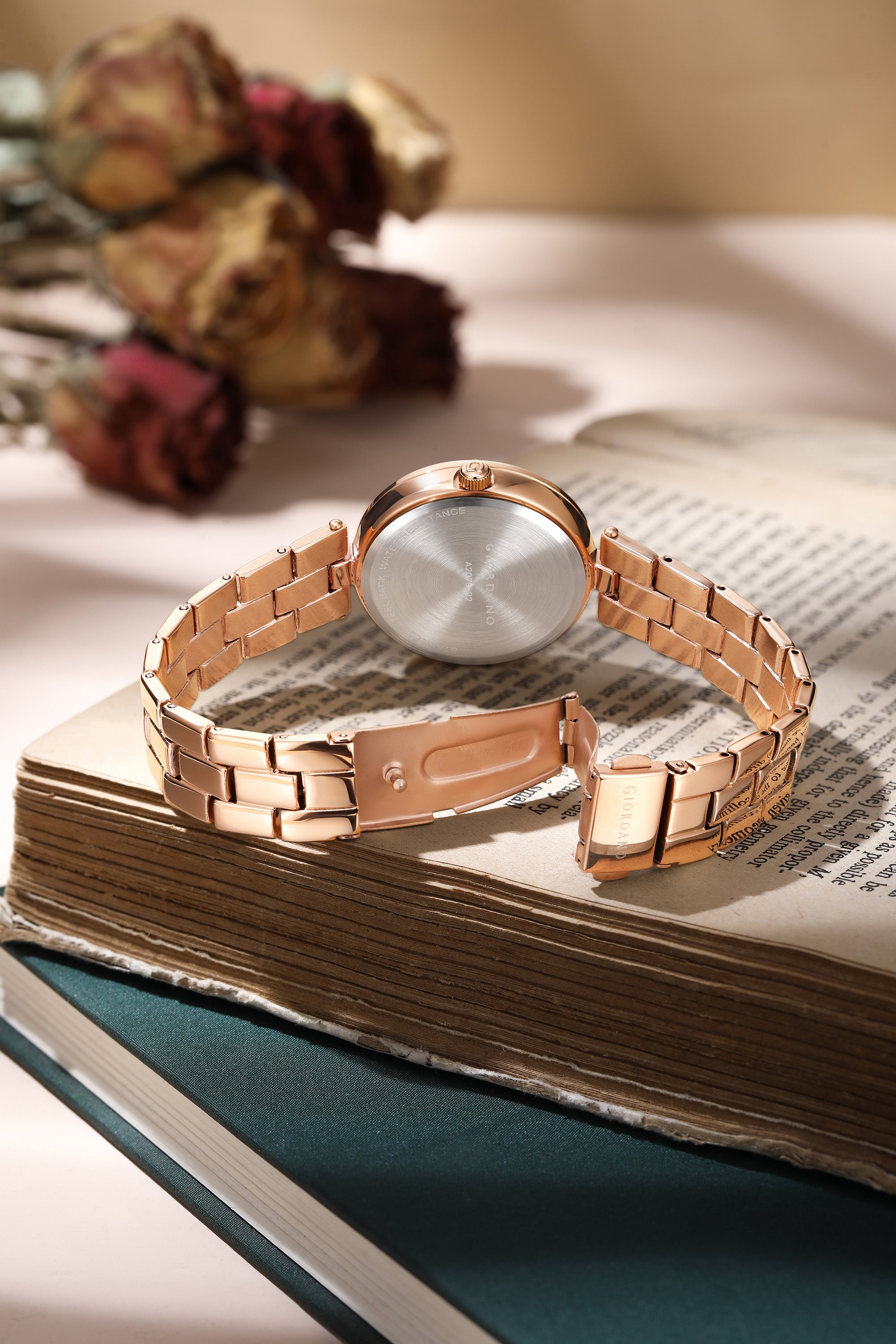 Giordano Analog Watch for Women with Diamond Studded Case and Metal Strap | A2079-22