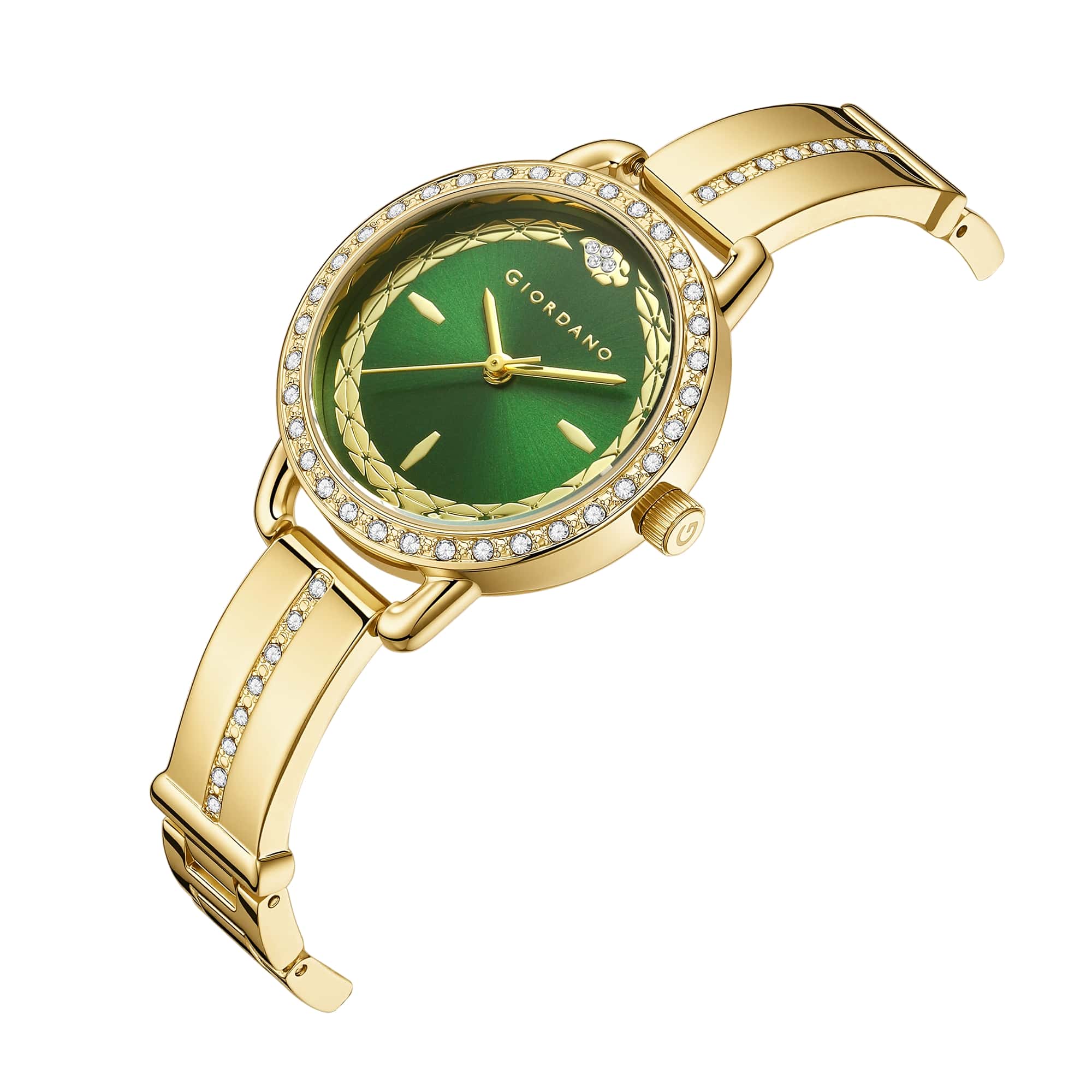 Giordano Luxury Fashion Analog Watch for Women with Elegant Dial, Crystal-Studded Bezel, Stainless Steel Strap & Water Resistant GZ-60133-33