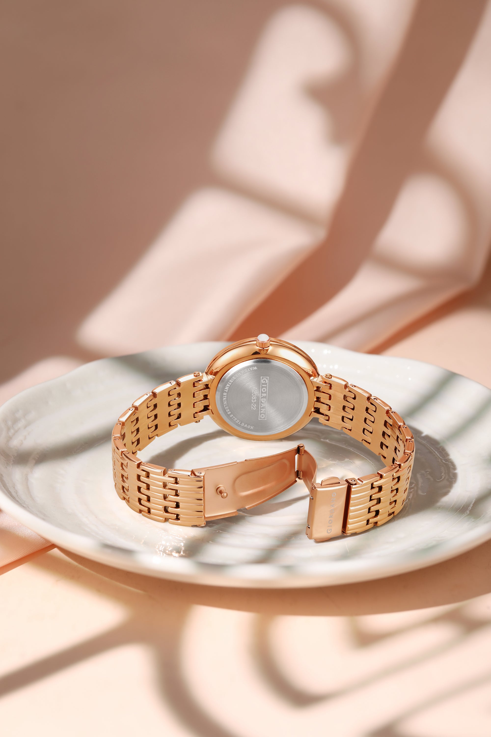 Giordano Eleganza Collection Watch for Women with Stainless Steel Strap and Crystal Embellished Bezel, Roman Numerals-A2083-22