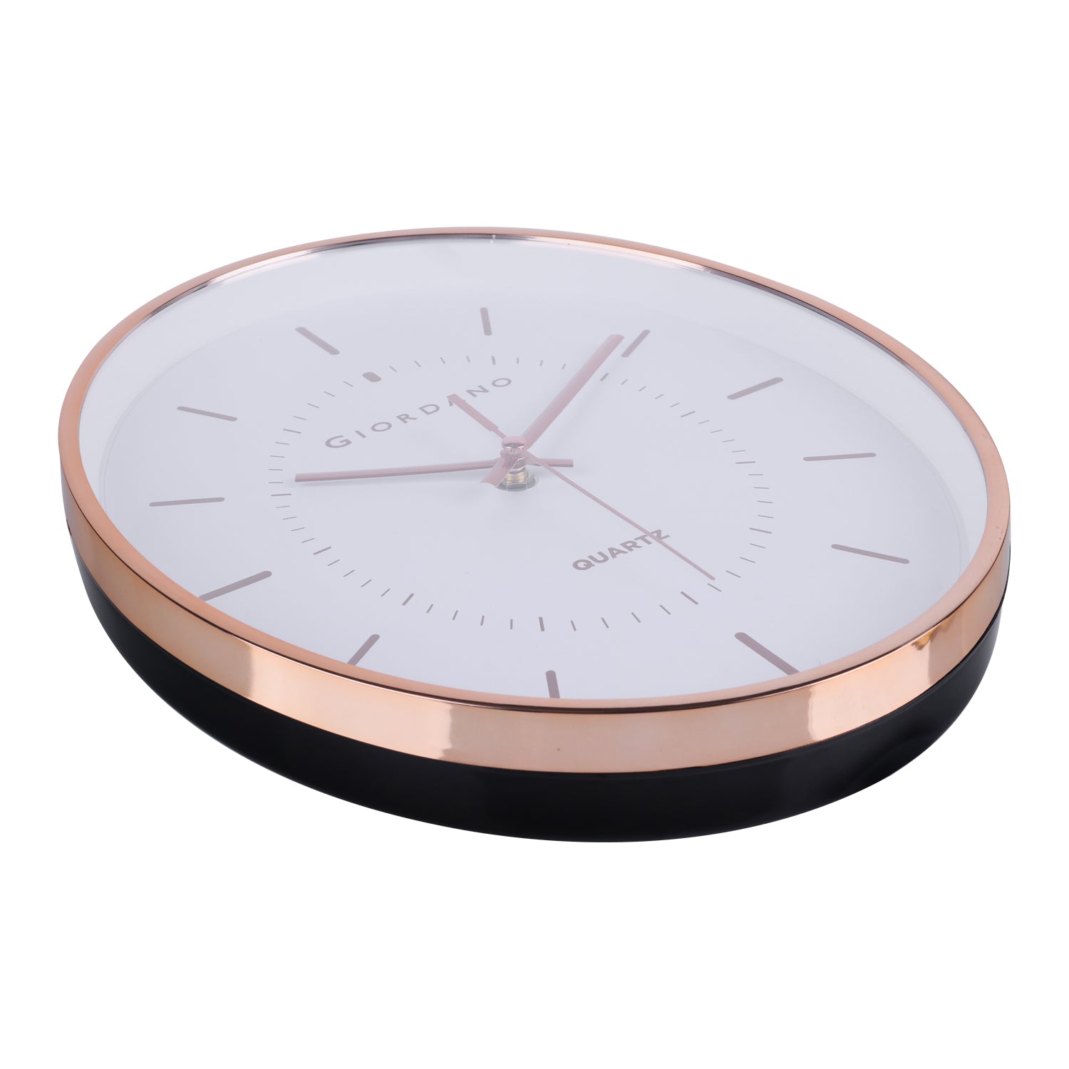 Giordano Wall Clock, Silent Sweep Non-Ticking Quartz Movement, White Dial, Rose Gold Oval Plastic Frame, Metal Hand - GDCLTY1001RGWHT
