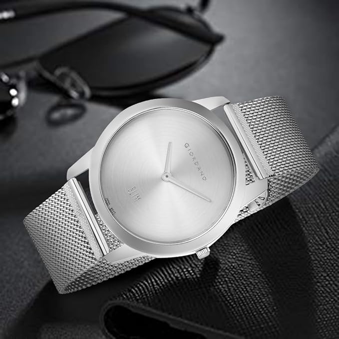 Giordano Slim Watch Collection Analog Watch for Men & Boys | Mesh Metal Band with Stainless Steel Case Round Shape Water Resistant Wrist Watch - GD-4064-11