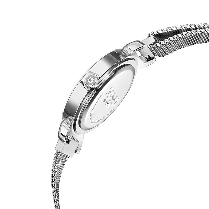 Giordano Silver  Analog Stylish Watch for Women with Mesh Metal Strap, 3 Hand Mechanism and Roman Numerals GZ-60062-11
