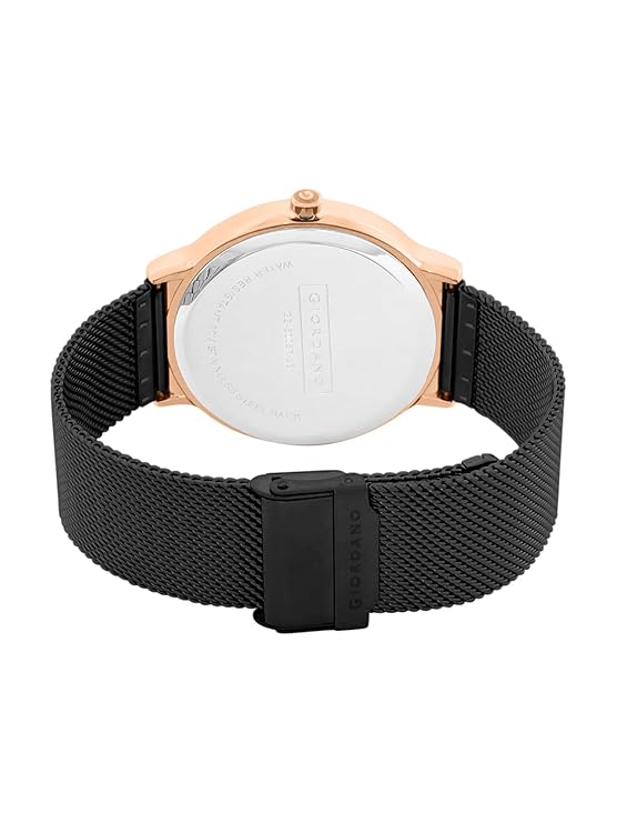 Giordano Analog Casual Round dial Wrist Watch for Men with mesh Metal Strap and Date Window | GZ-50057-33