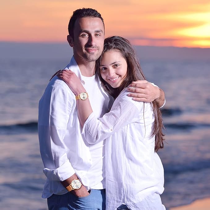 Giordano Rose Gold  Analog Stylish Watch for Couple with Stylish dial with Roman Indicess and mesh Metal Strap GD-1172-SETA-11