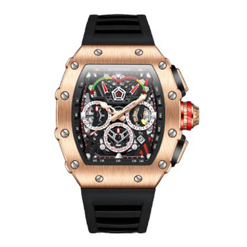 Giordano SPYDER Multifunction Watch - with Day, Date, and 24-Hour Sub-Dials | Water Resistant Square dial Unique Design Wrist Watch for Man | Best Gift for Males - GZ-50120-02