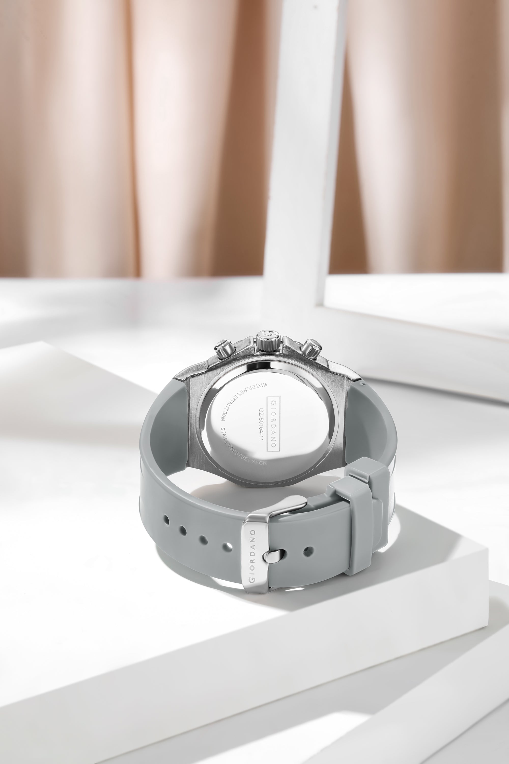 Giordano Chronograph Watch for Women | Stainless Steel Case, Crystal bezel | Modern & Stylish Timepiece with Comfortable Silicone Strap | GZ-50154-11