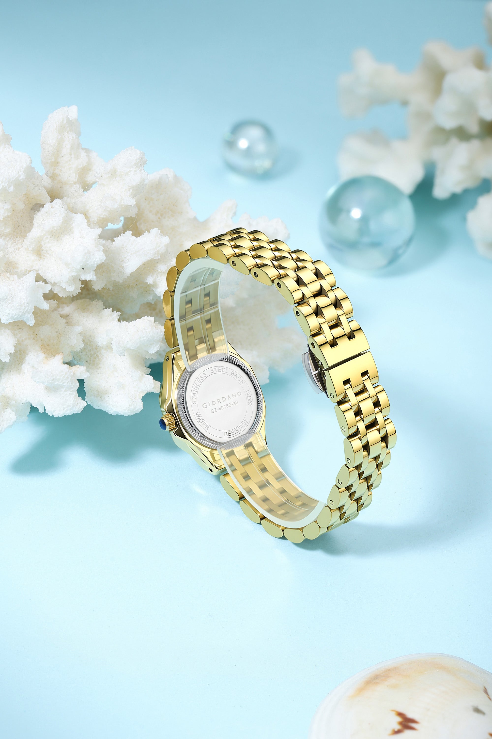 Giordano Analog Watch for Women with Green Dial, Crystal Studded Bezel, Roman Indices & Stainless Steel Strap GZ-60162-33