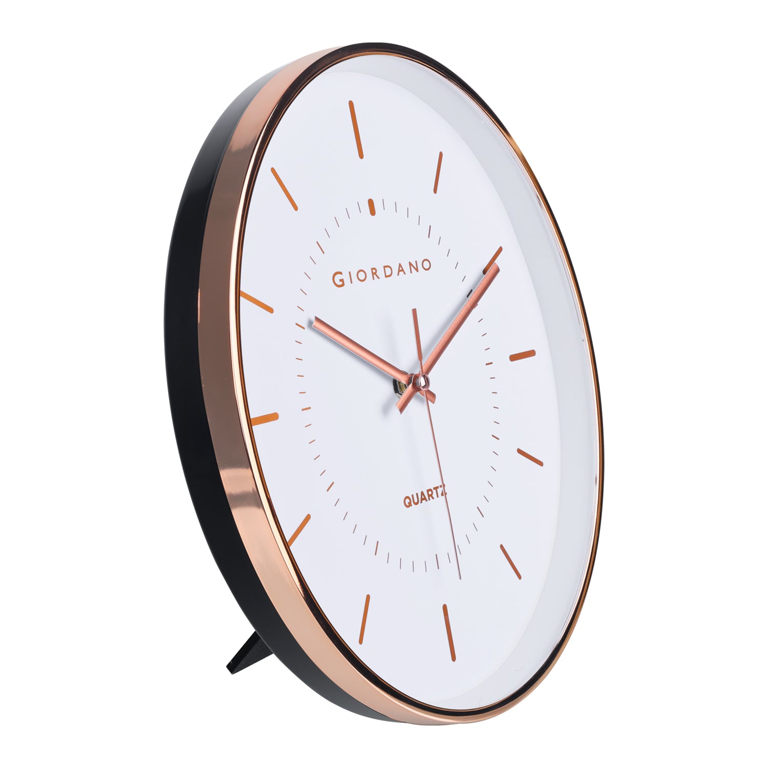 Giordano Wall Clock, Silent Sweep Non-Ticking Quartz Movement, White Dial, Rose Gold Oval Plastic Frame, Metal Hand - GDCLTY1001RGWHT
