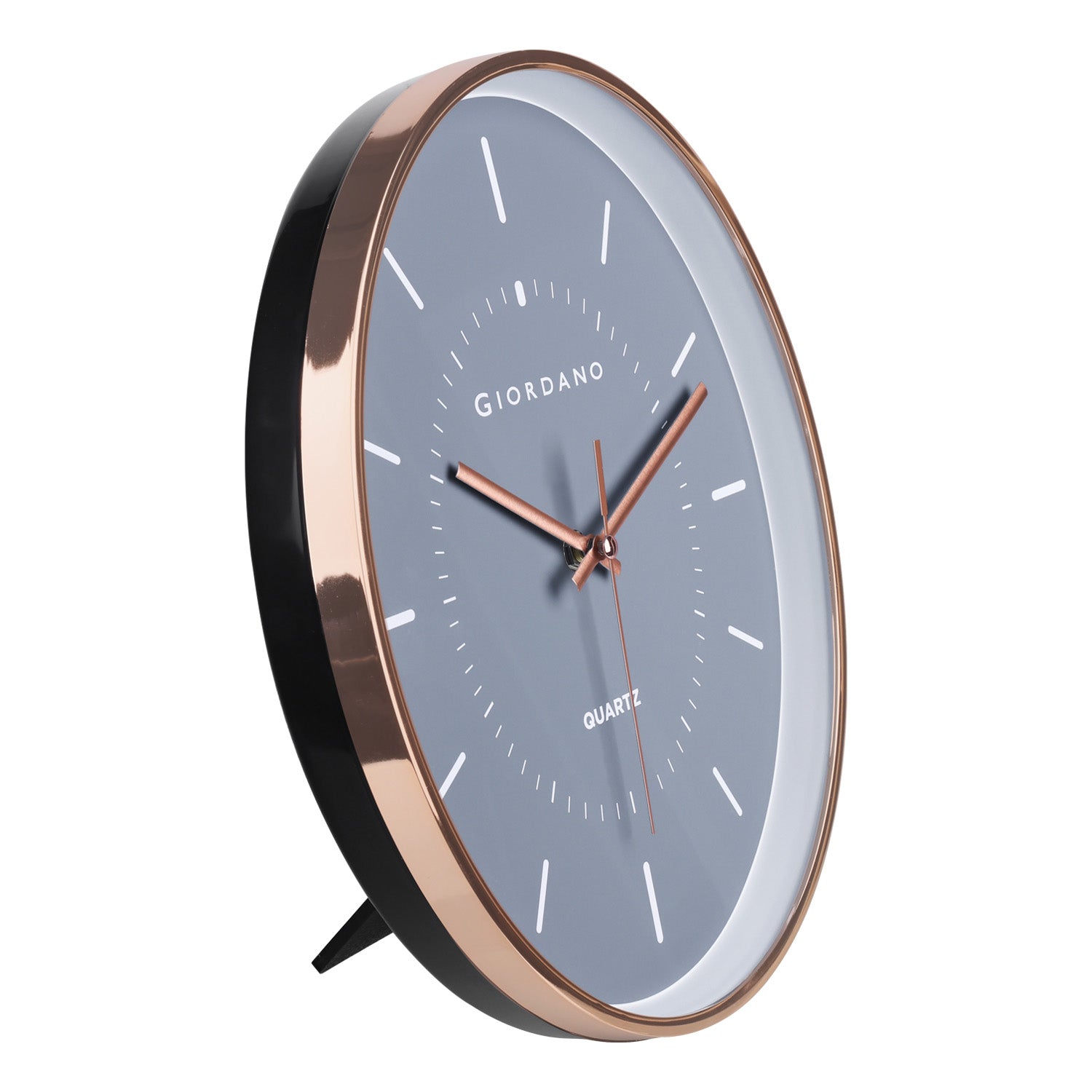 Giordano Wall Clock, Silent Sweep Non-Ticking Quartz Movement, Grey Dial, Rose Gold Oval Plastic Frame, Metal Hand - GDCLTY1001RGGRY